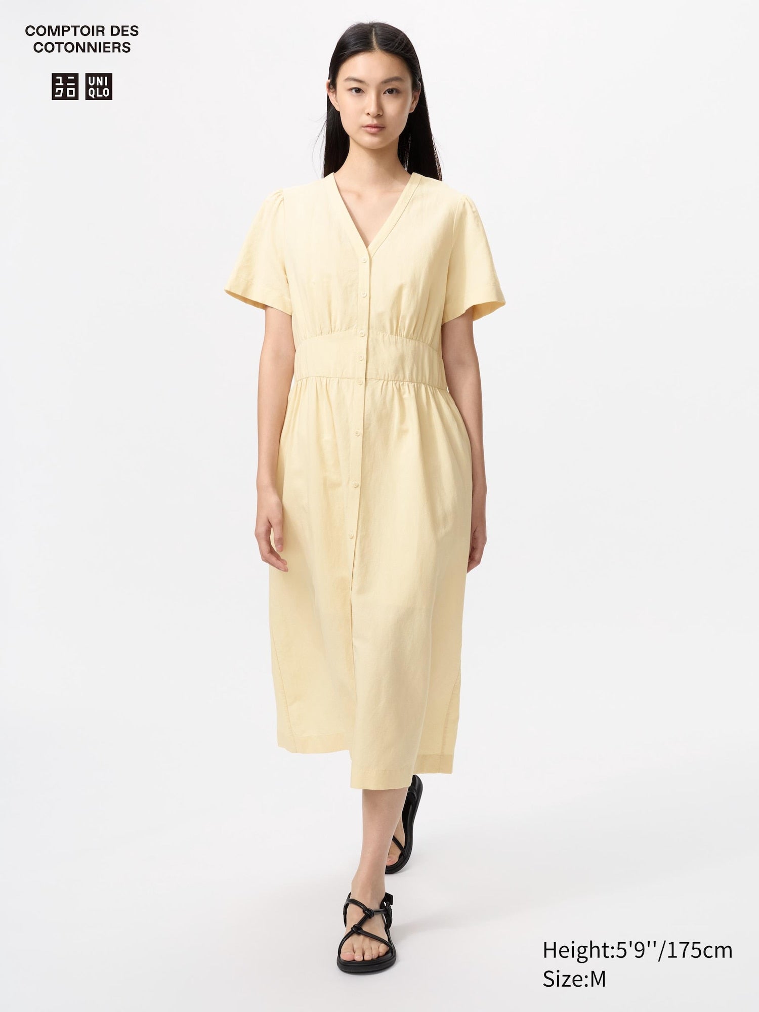 Linen Blend V Neck Dress - image 3