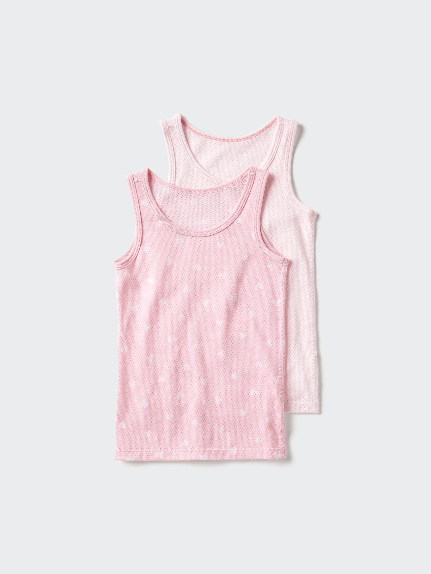 Cotton Mesh Tank Top 2 Pairs Striped - PINK