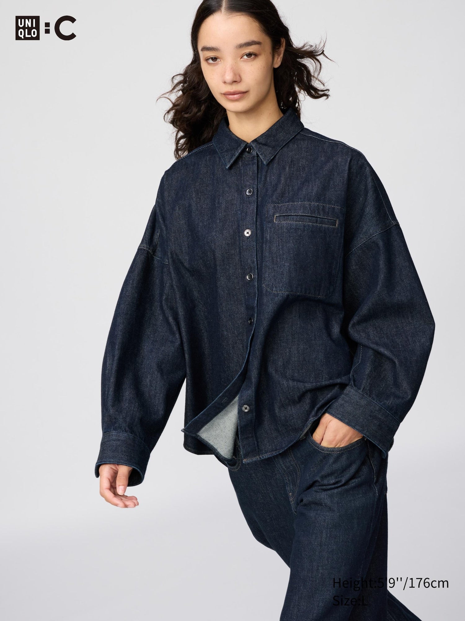 Denim Relaxed Shirt Jacket - WHITE