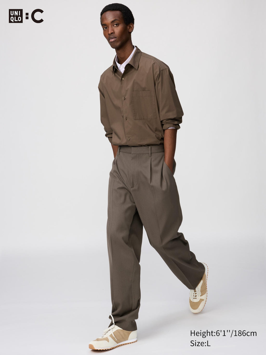 Pleated Wide Tapered Pants - BLACK