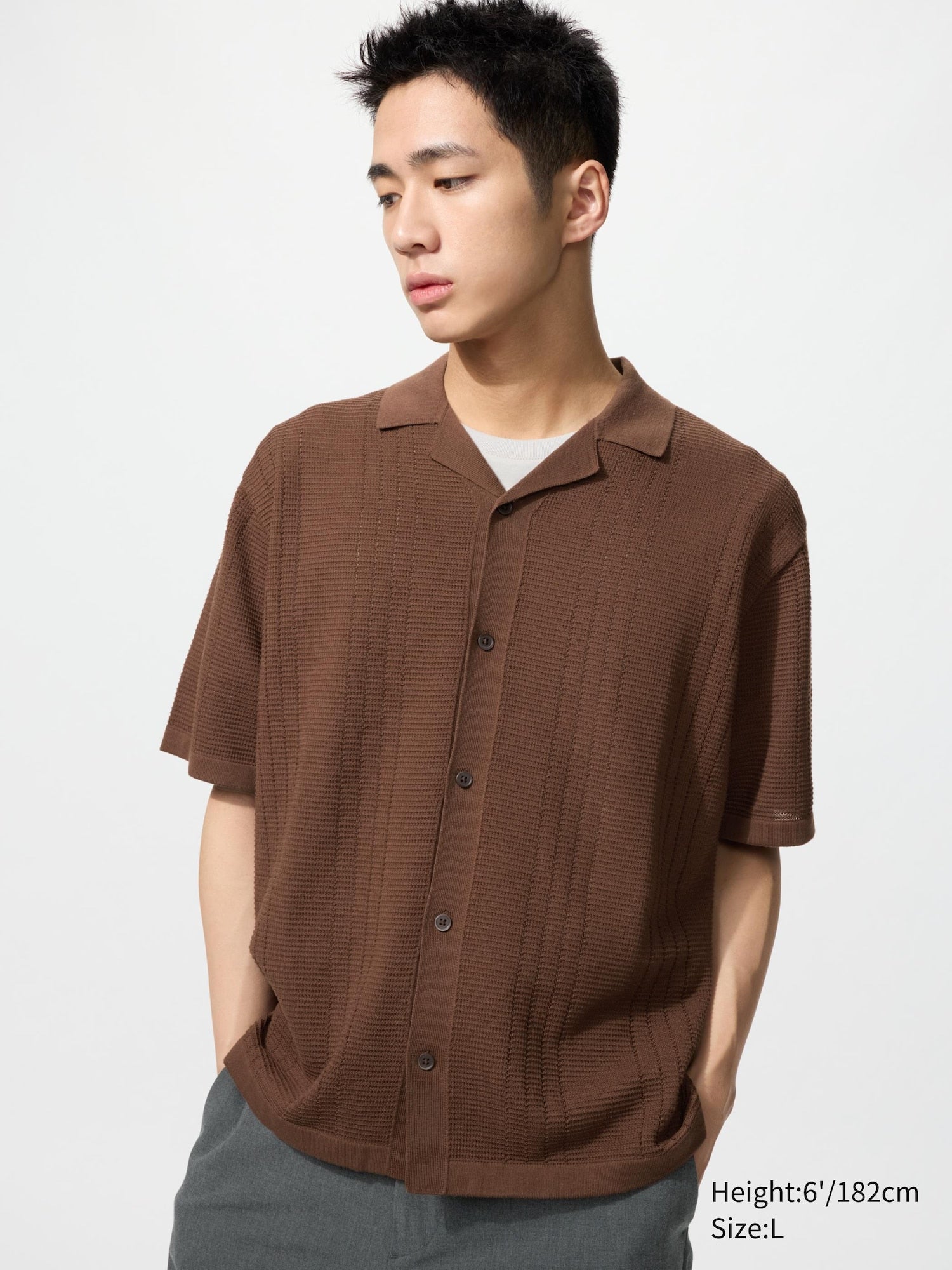 Washable Knitted Shirt Short Sleeve - OFF WHITE