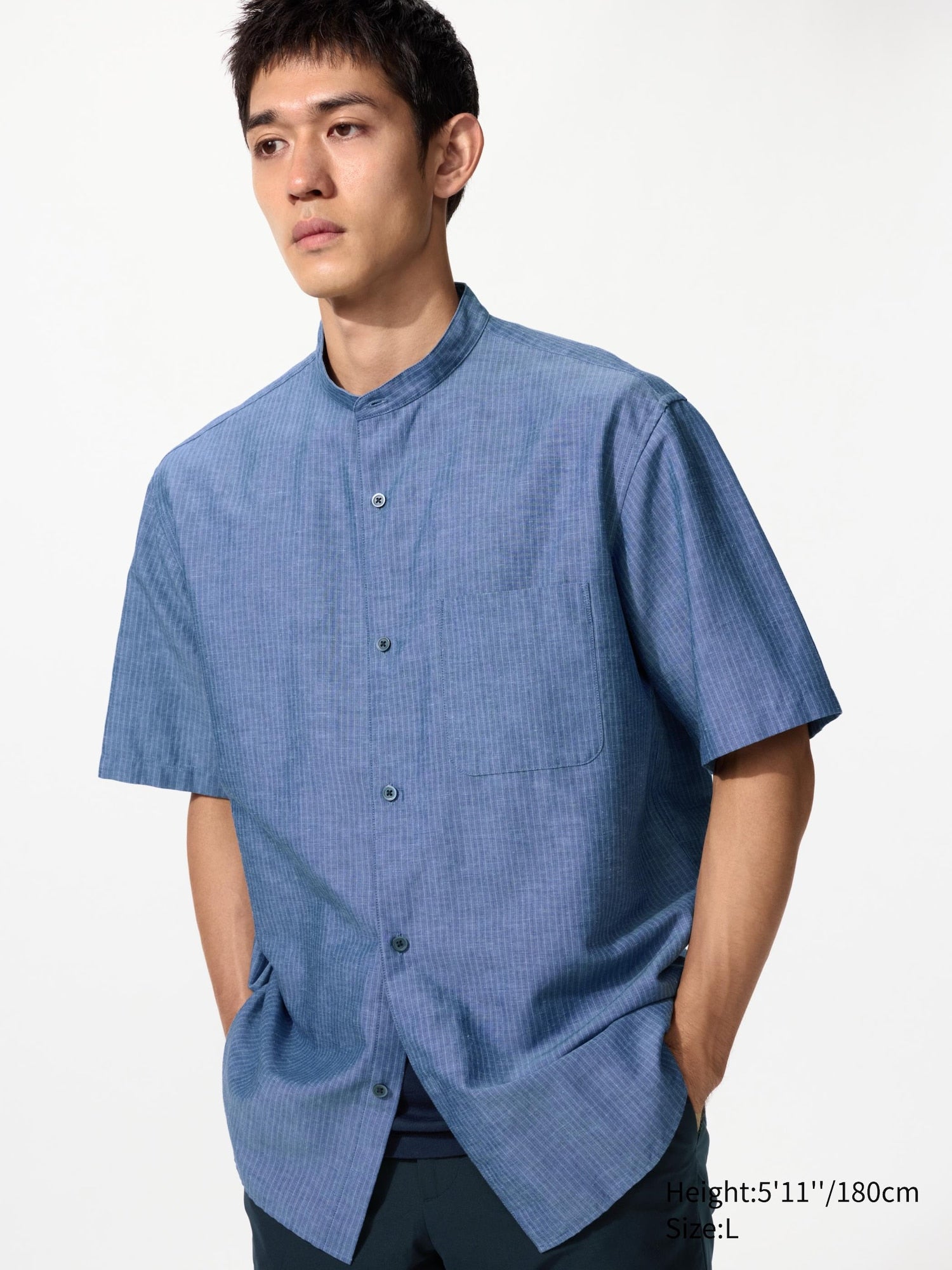 Cotton Linen Stand Collar Shirt - image 3