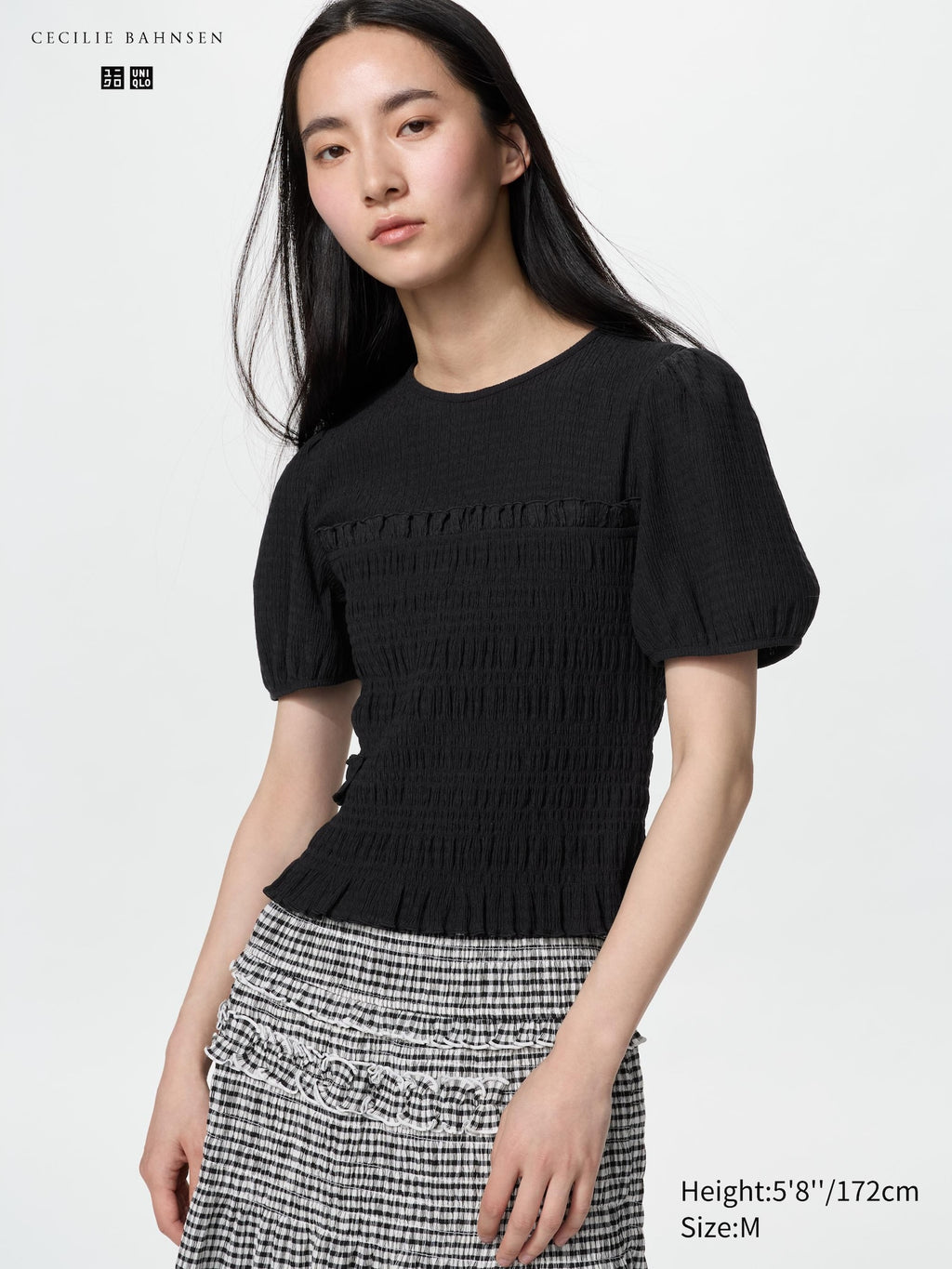 Shirring Volume Sleeve T-Shirt - WHITE