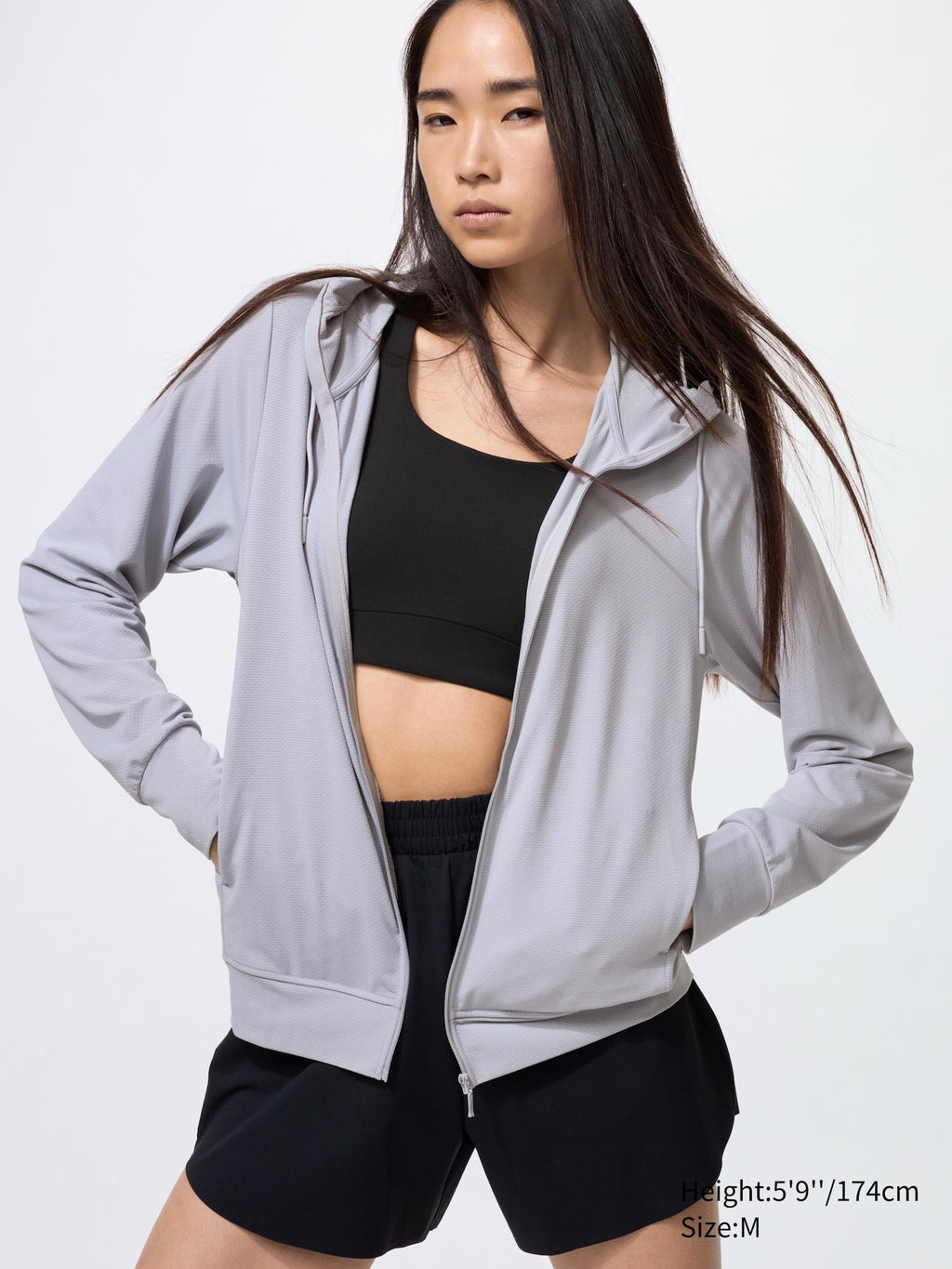 AIRism Mesh UV Protection Full-Zip Long Sleeve Hoodie - WHITE