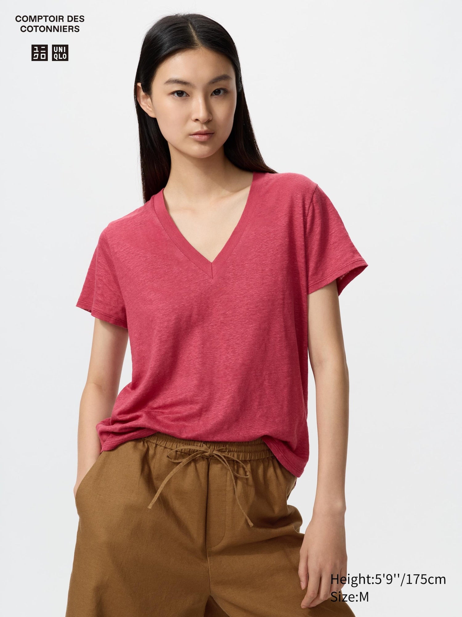 Linen V Neck T - YELLOW