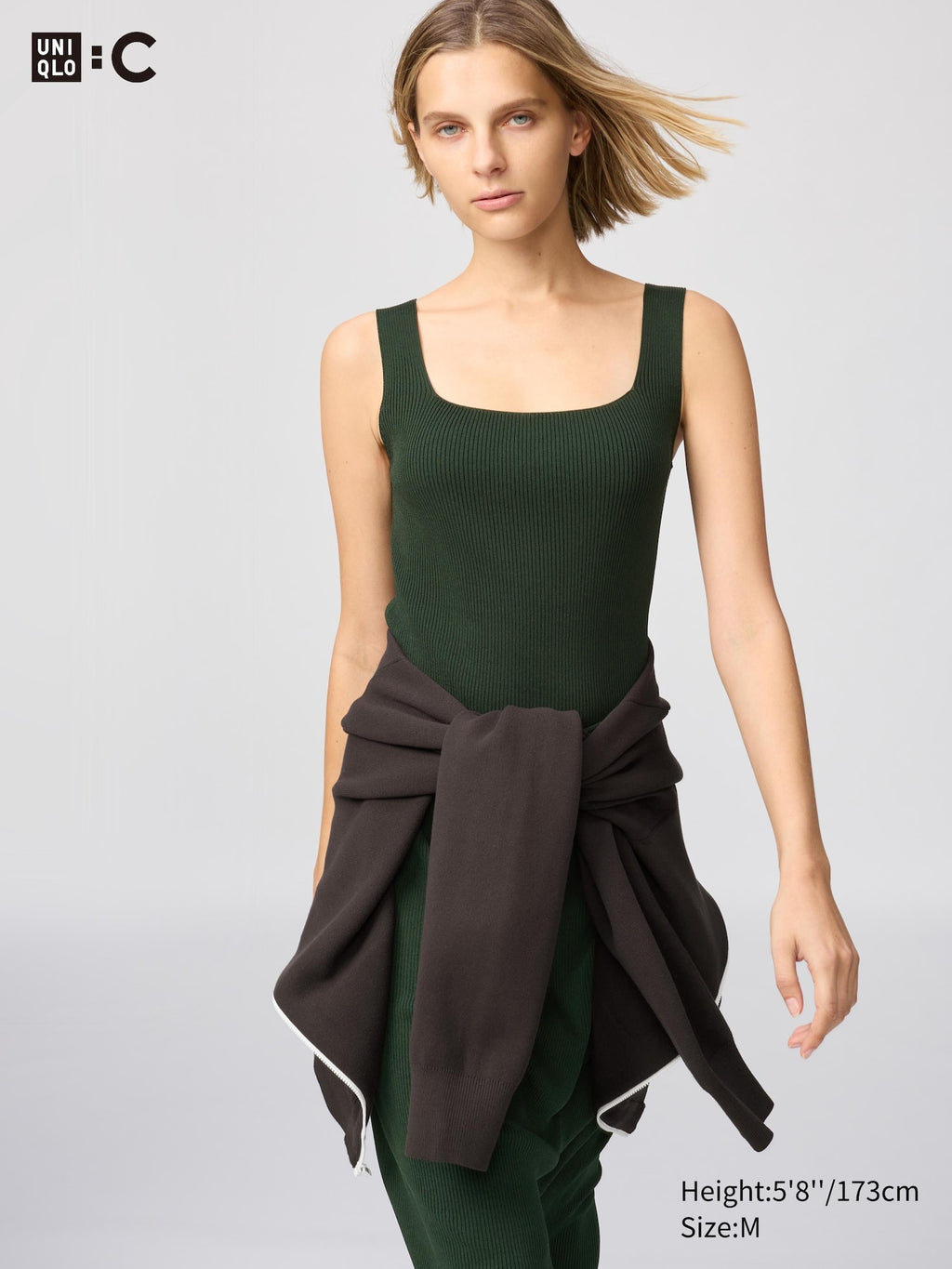 3D Knit Ribbed Sweater Sleeveless - BLACK
