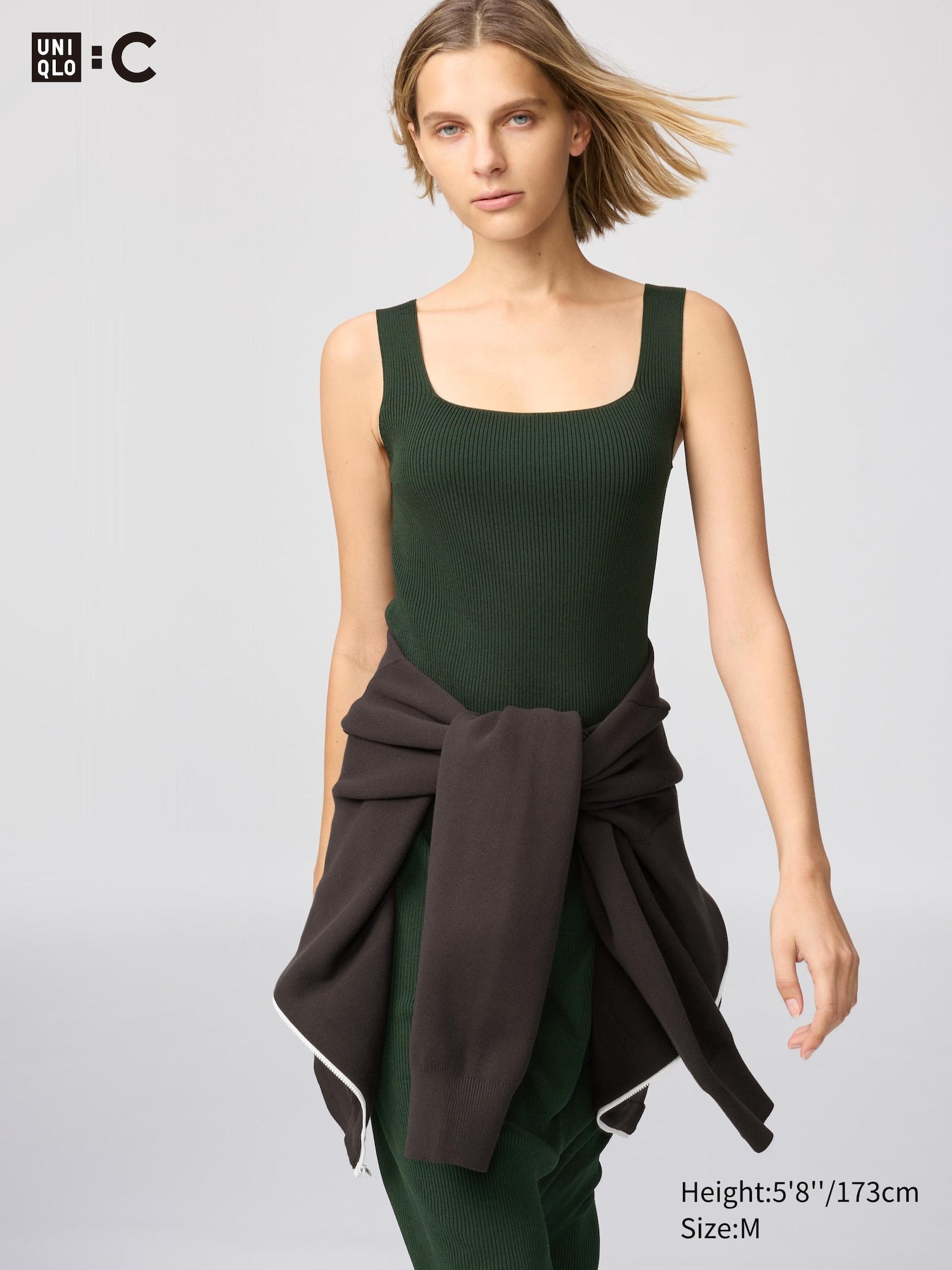 3D Knit Ribbed Sweater Sleeveless - BLACK