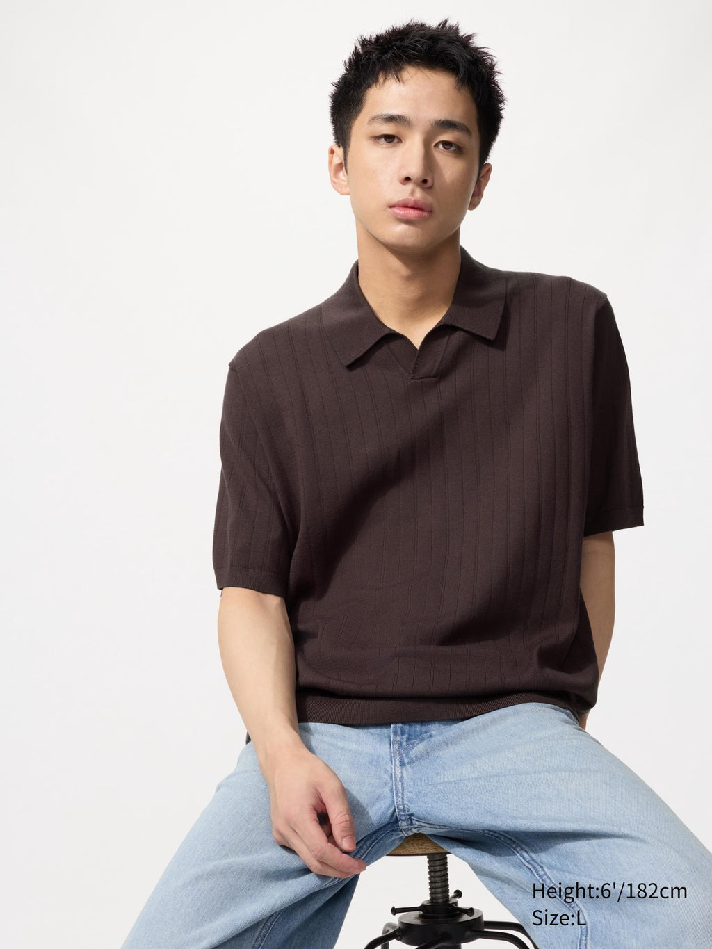 Washable Knitted Skipper Polo Sweater - NATURAL