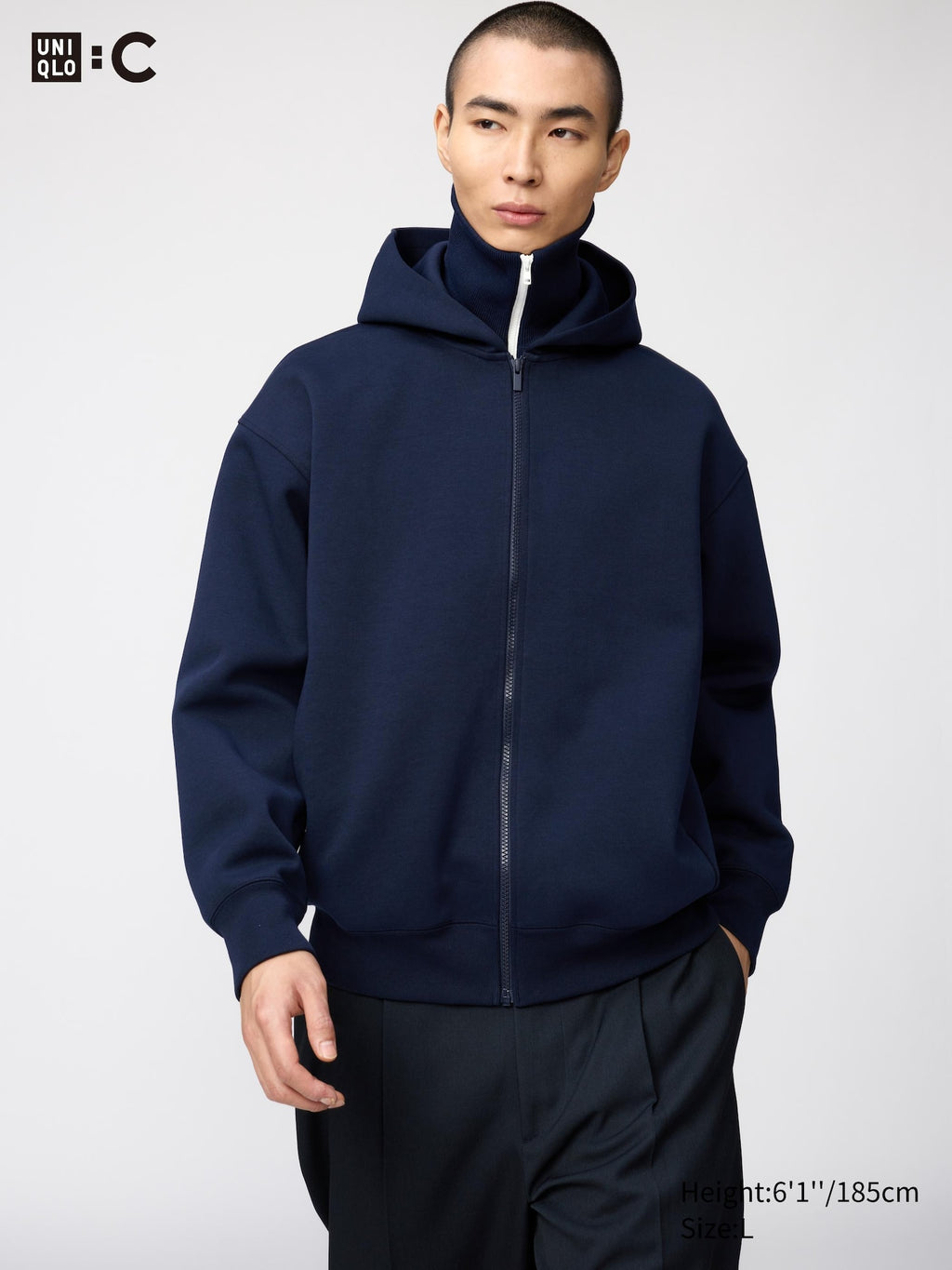 Sweat Oversized Full-Zip Hoodie - GRAY
