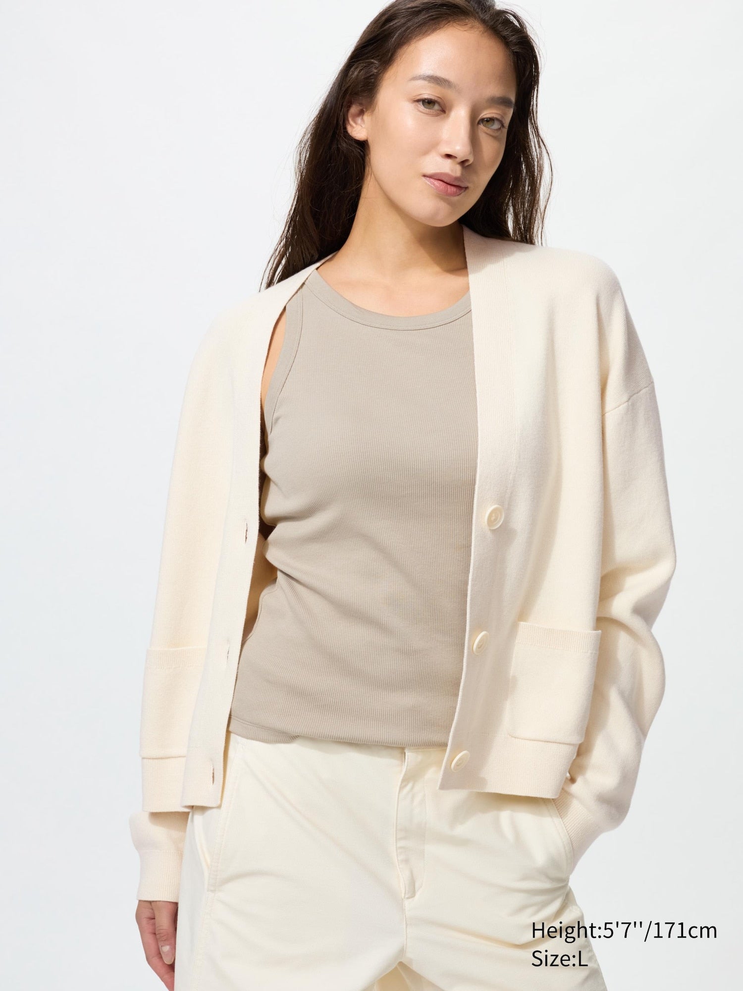 Smooth Cotton V Neck Short Cardigan - image 4