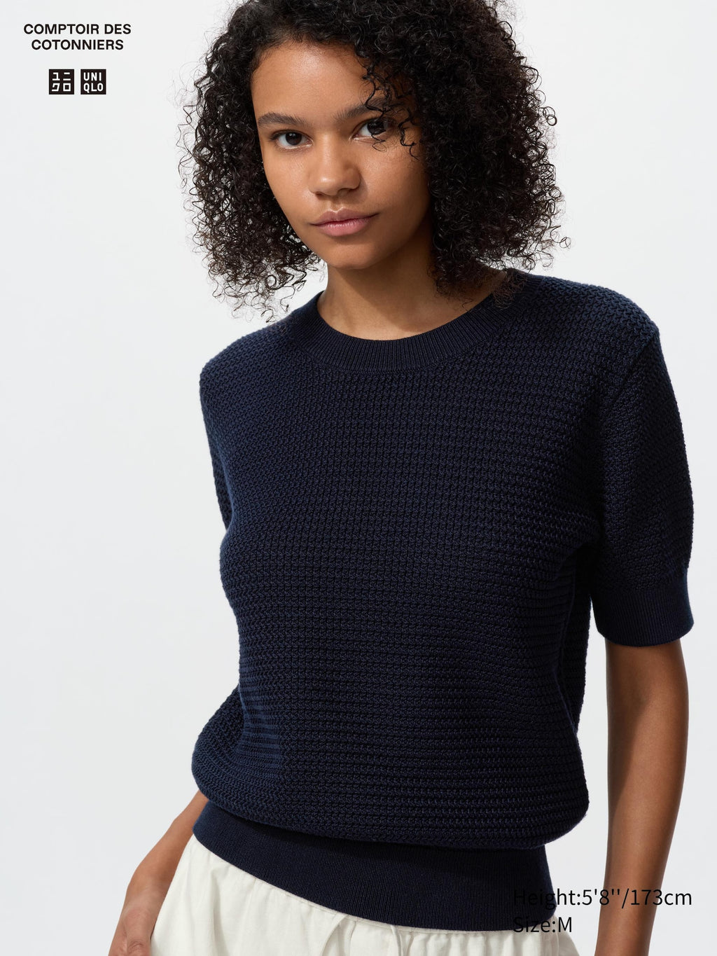 Cotton Crew Neck Sweater Short Sleeve - OFF WHITE