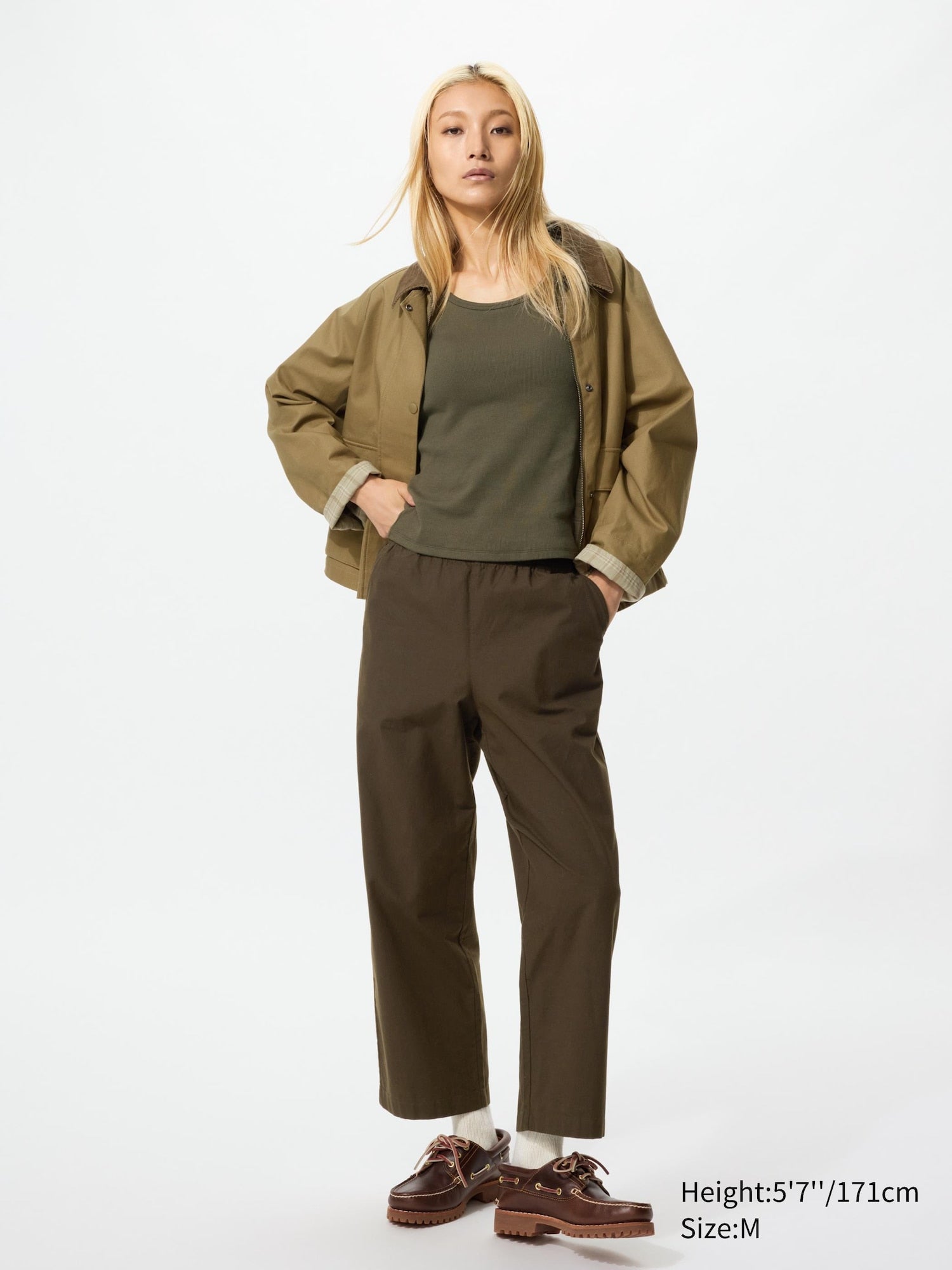 Cotton Relaxed Ankle Pants (Regular Length) - BLACK
