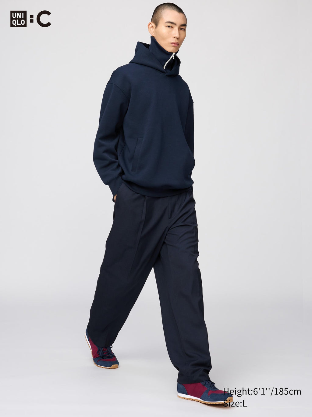 Pleated Wide Tapered Pants - BLACK
