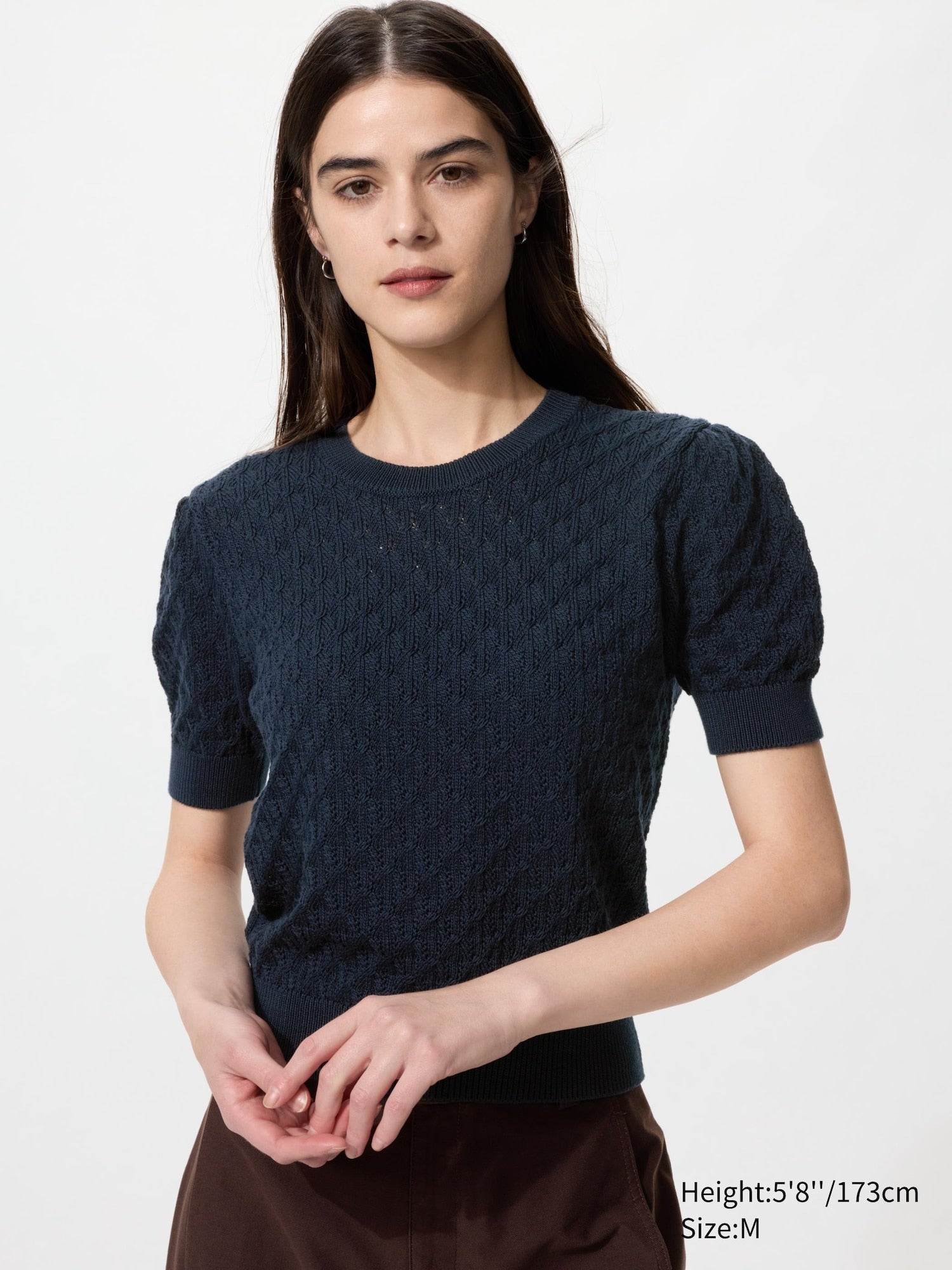 Pointelle Crew Neck Sweater - OFF WHITE
