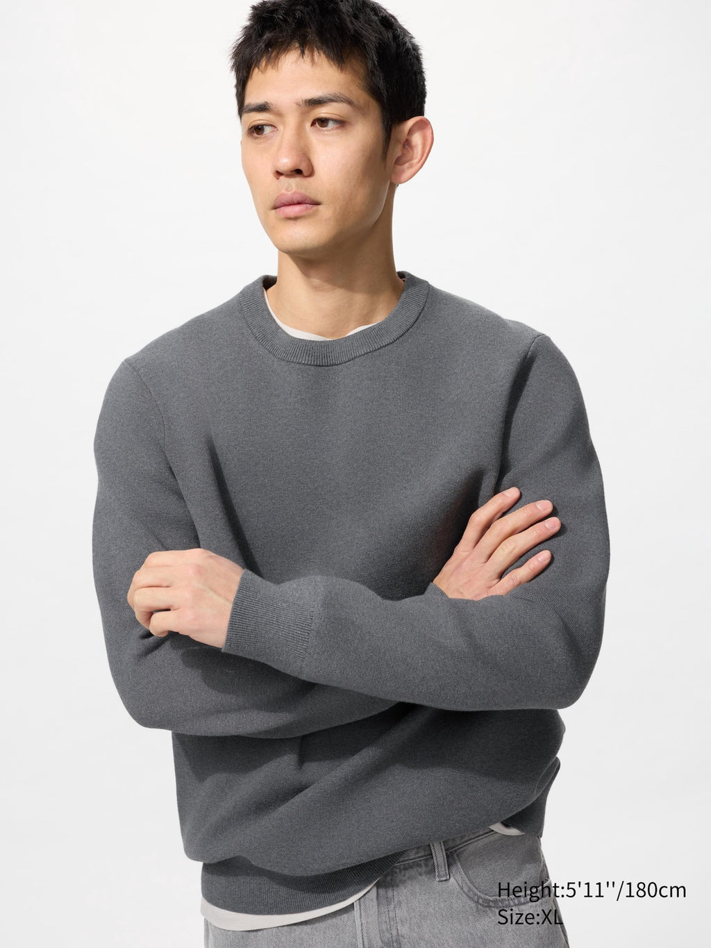 Washable Milano Ribbed Crew Neck Sweater - OFF WHITE