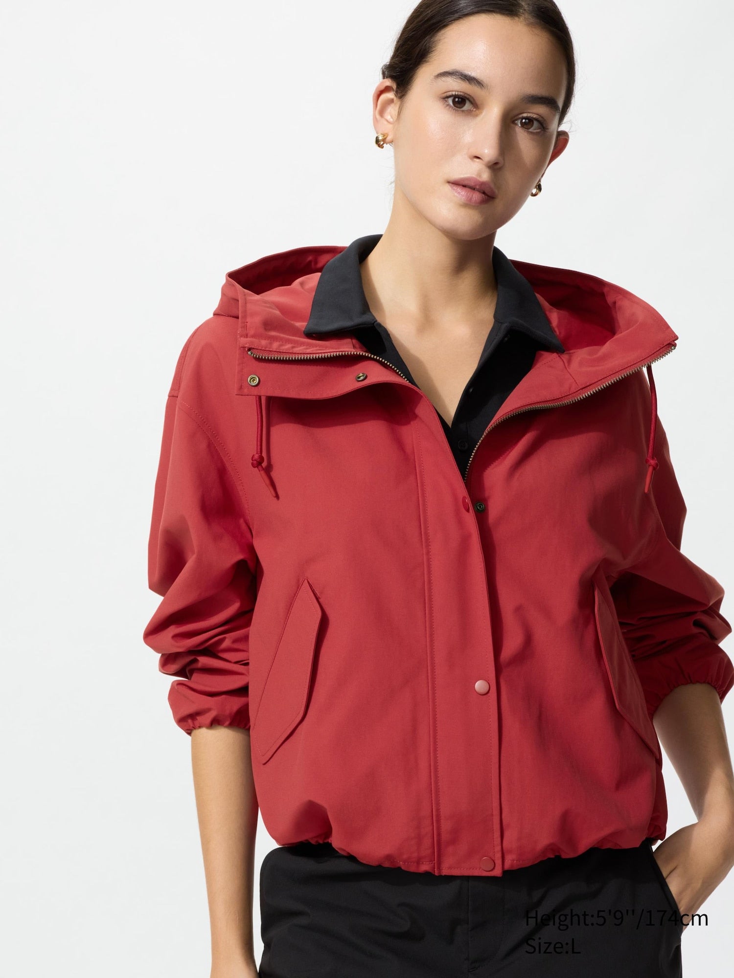 Cotton Blend Short Parka - BLACK