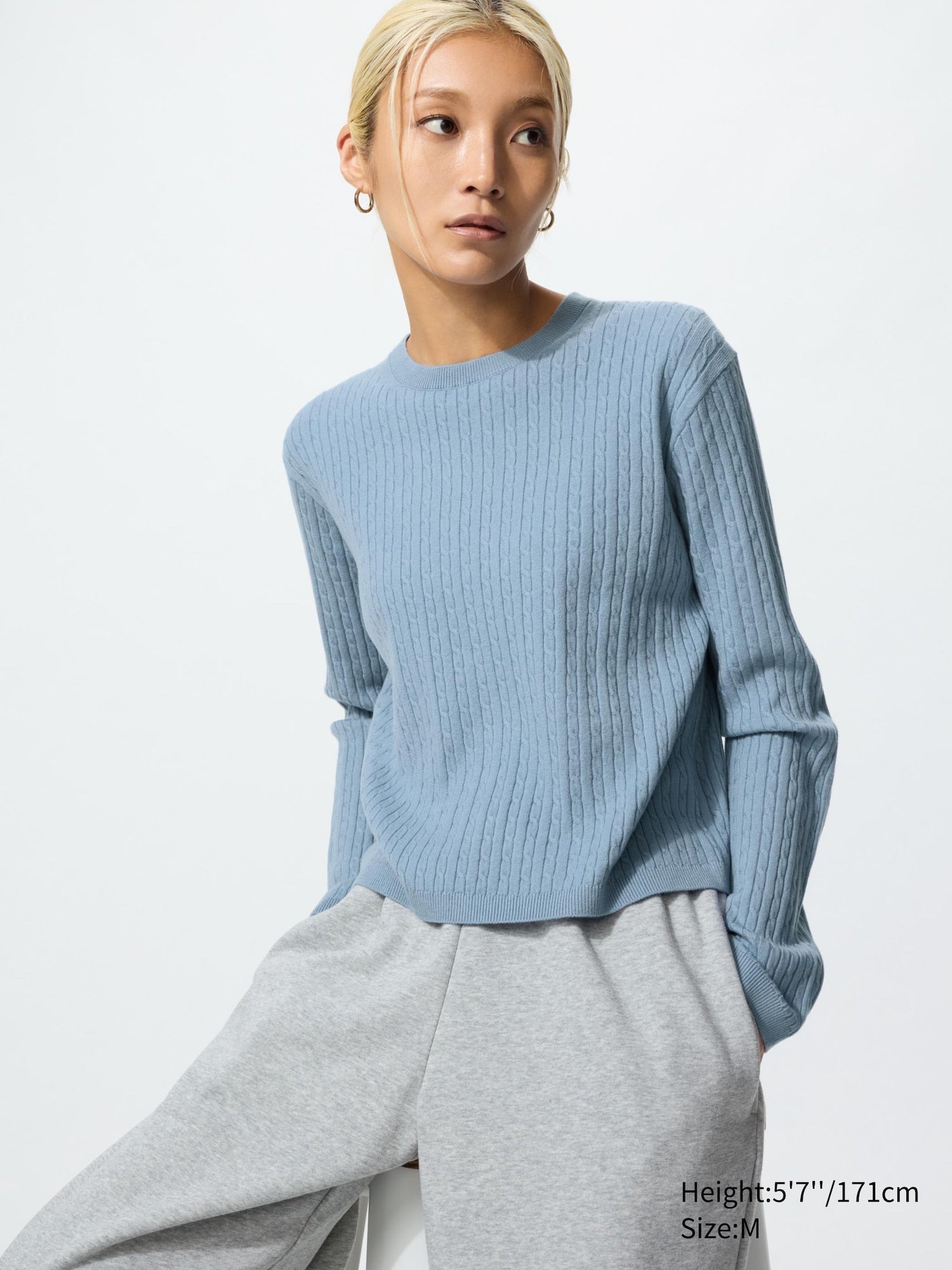 Mini Cable Crew Neck Sweater - OFF WHITE