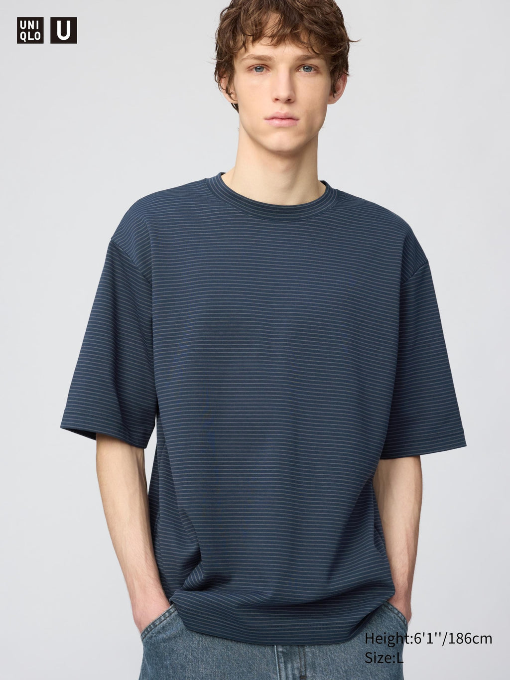 AIRism Cotton Oversized Striped T-Shirt - WHITE