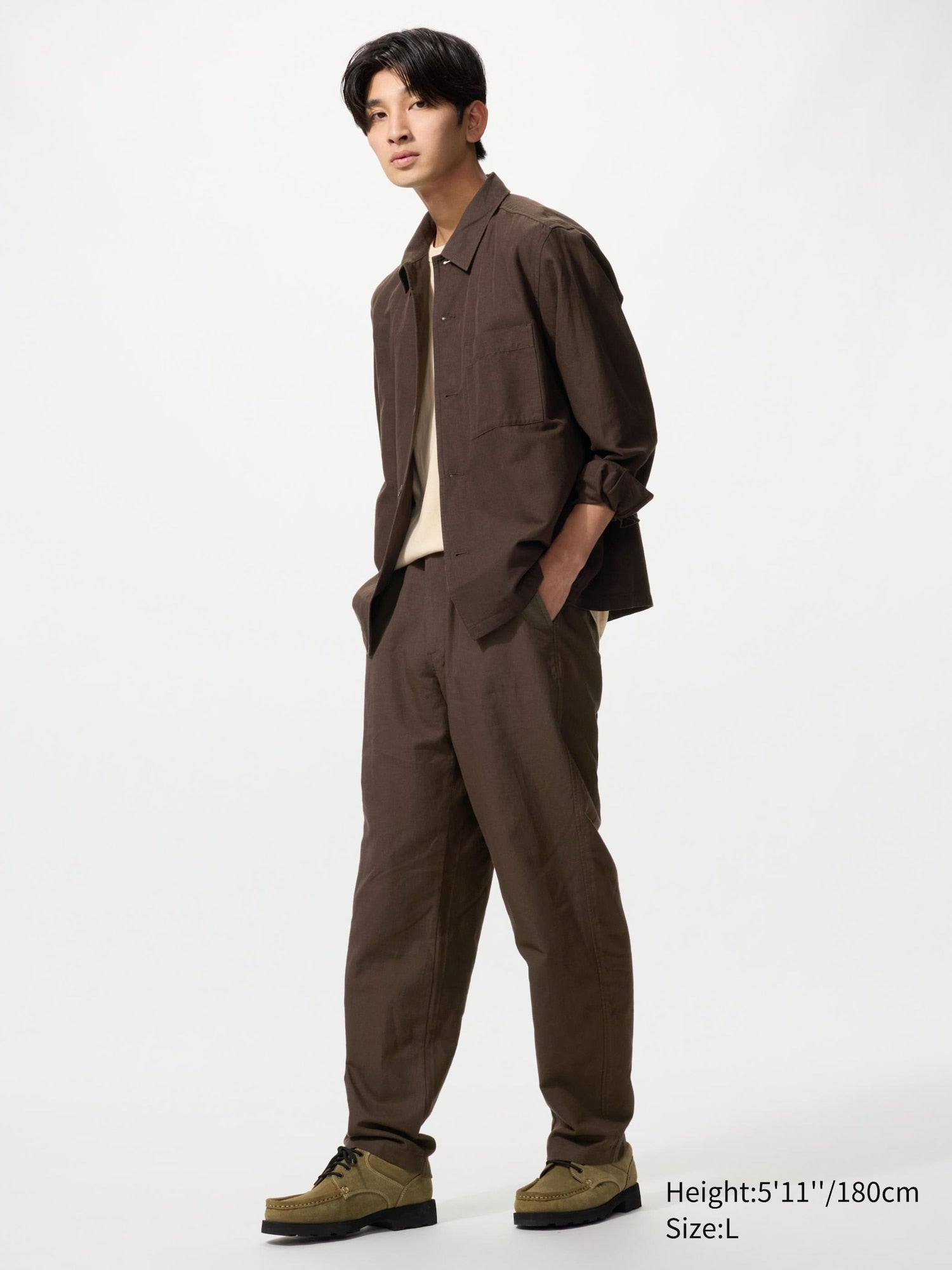 Linen Blend Relaxed Pants - NATURAL