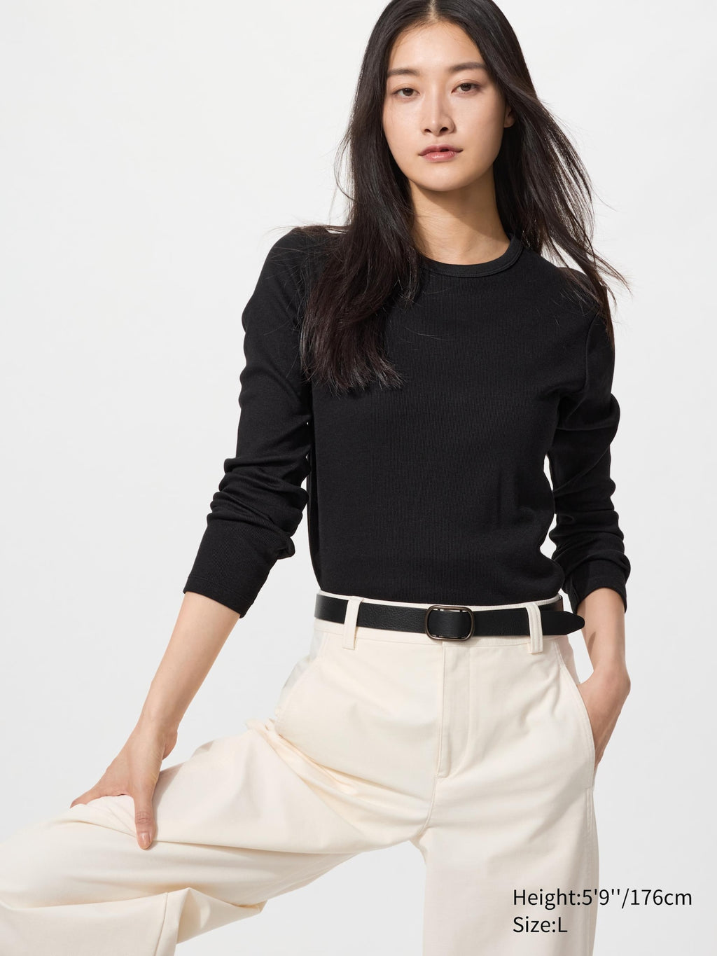 Soft Ribbed T-Shirt Long Sleeve - WHITE
