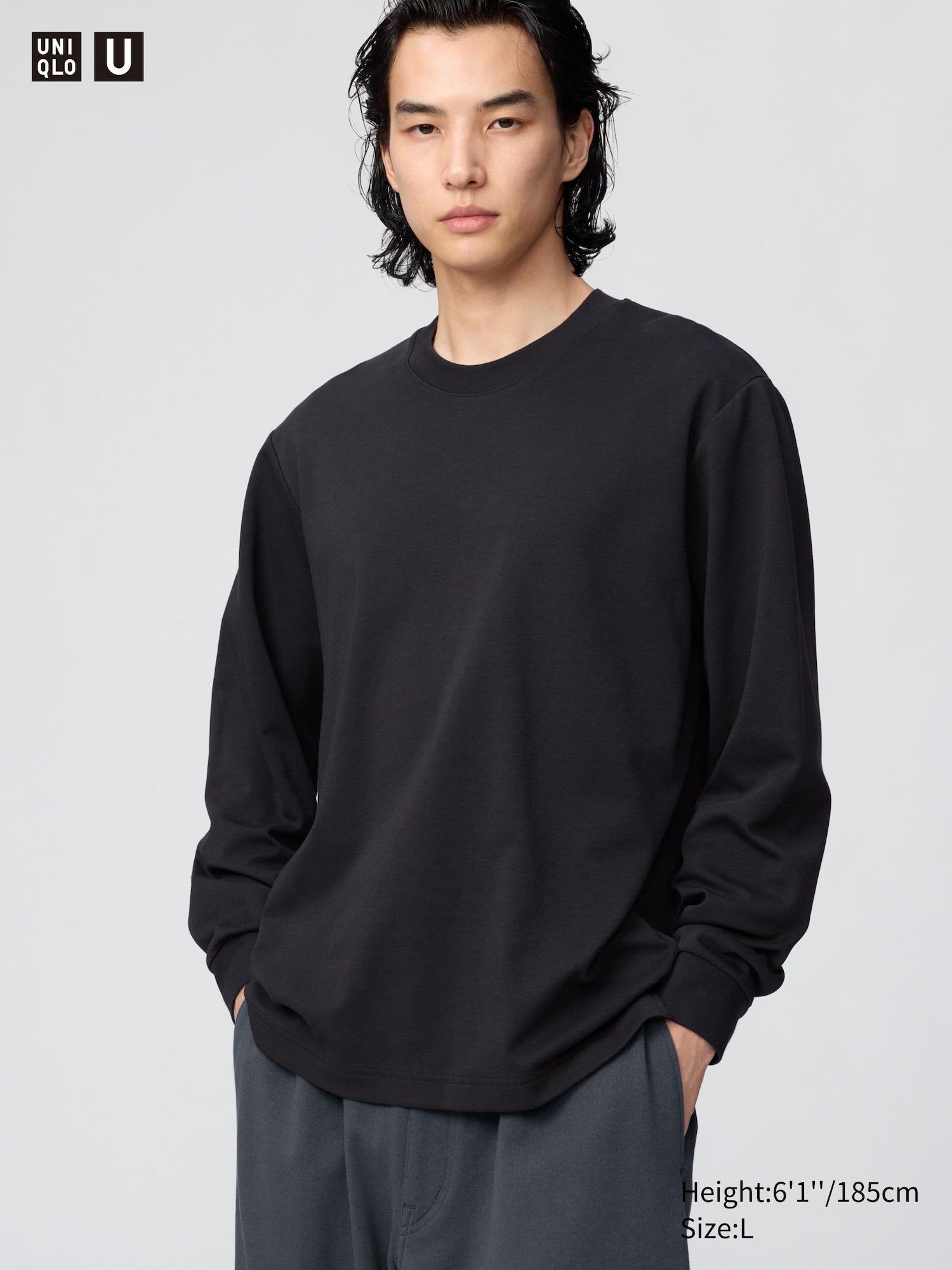 AIRism Cotton Crew Neck Long Sleeve T-Shirt - WHITE