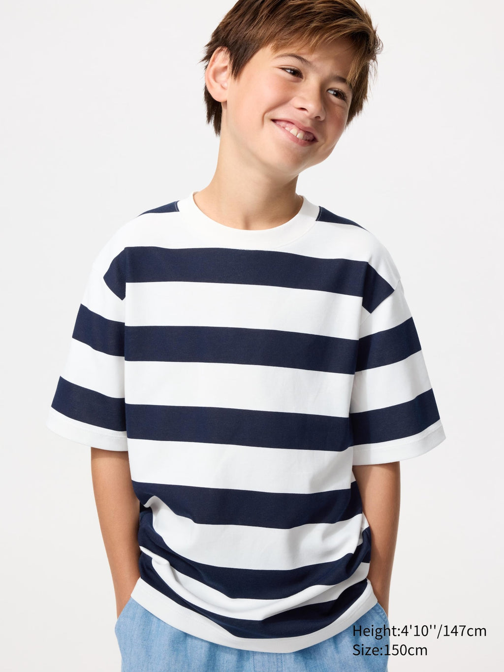 KIDS AIRism Cotton Striped Crew Neck T-Shirt - PINK