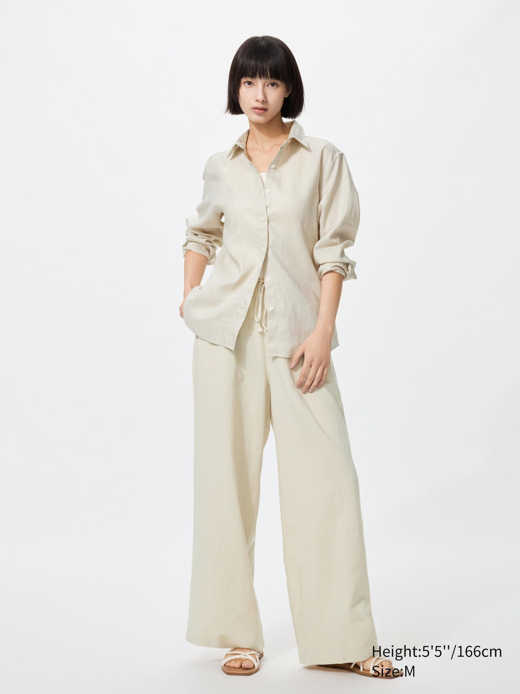 Linen Blend Easy Pants (Regular Length) - BLACK