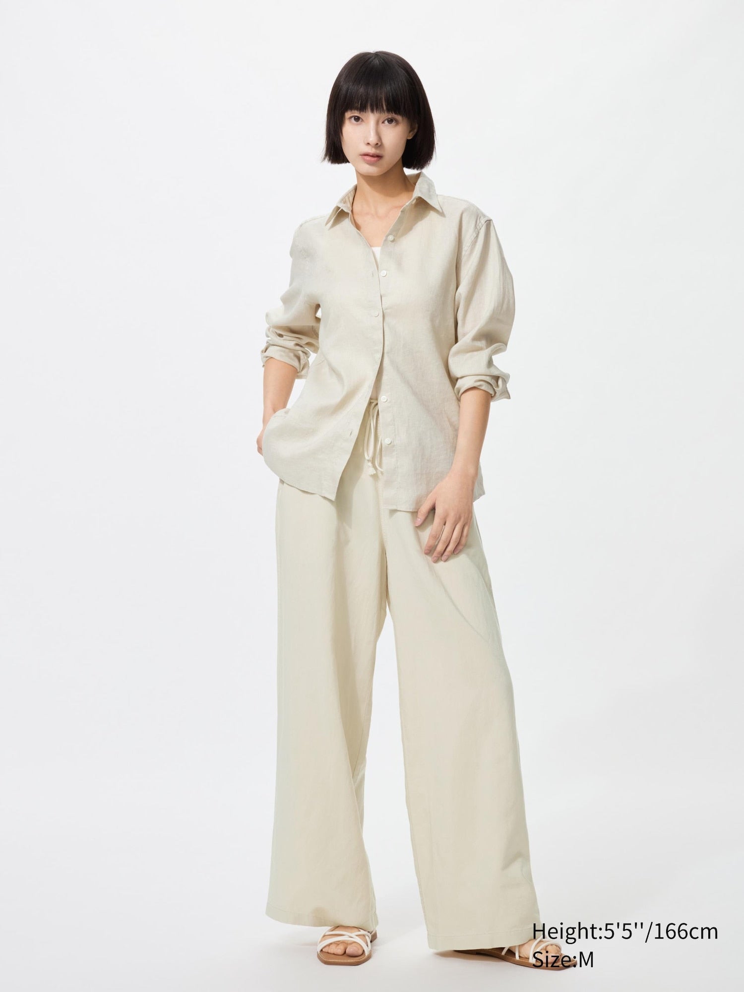 Linen Blend Easy Pants (Regular Length) - BLACK