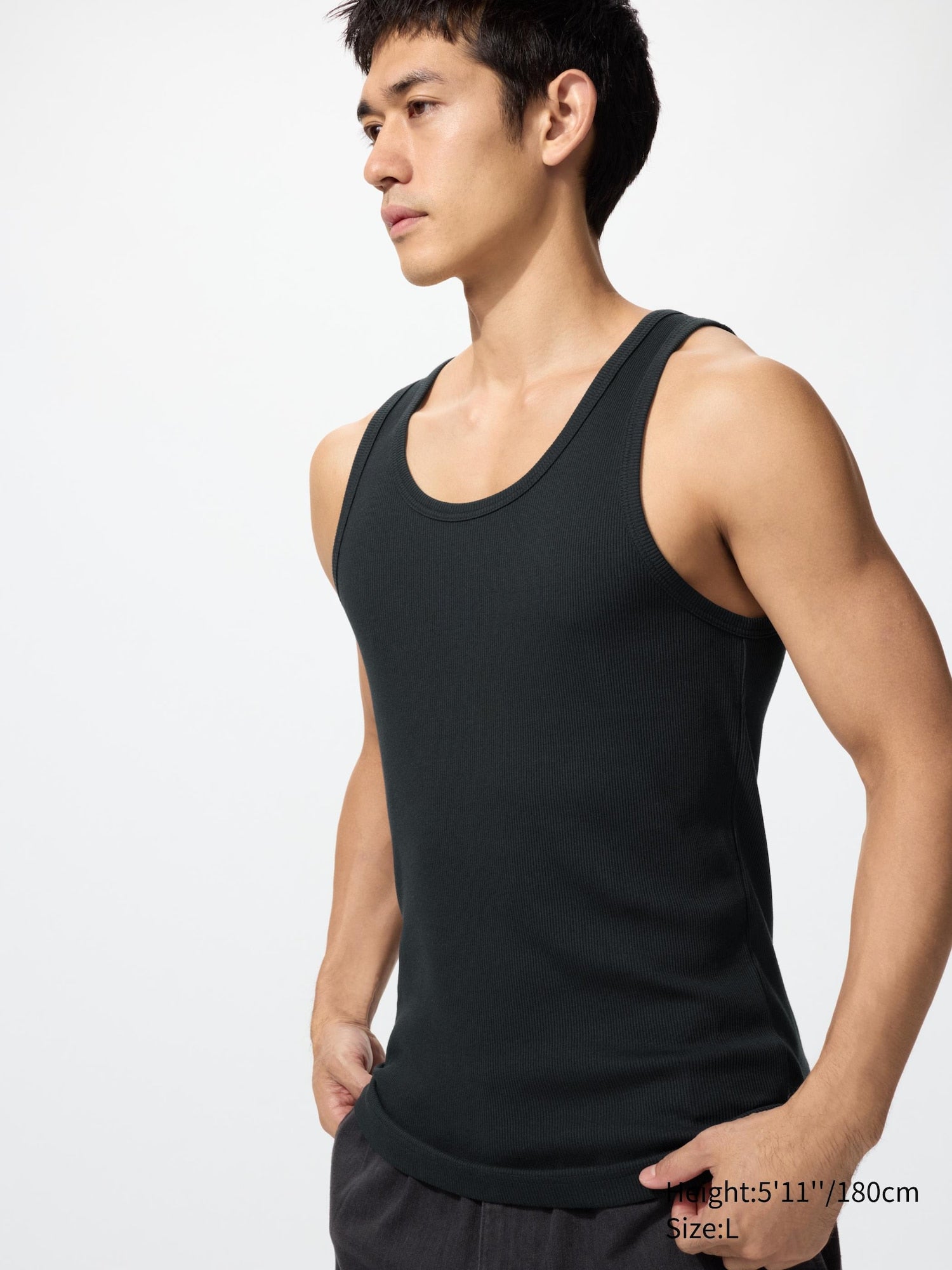Dry Ribbed Tank Top - WHITE