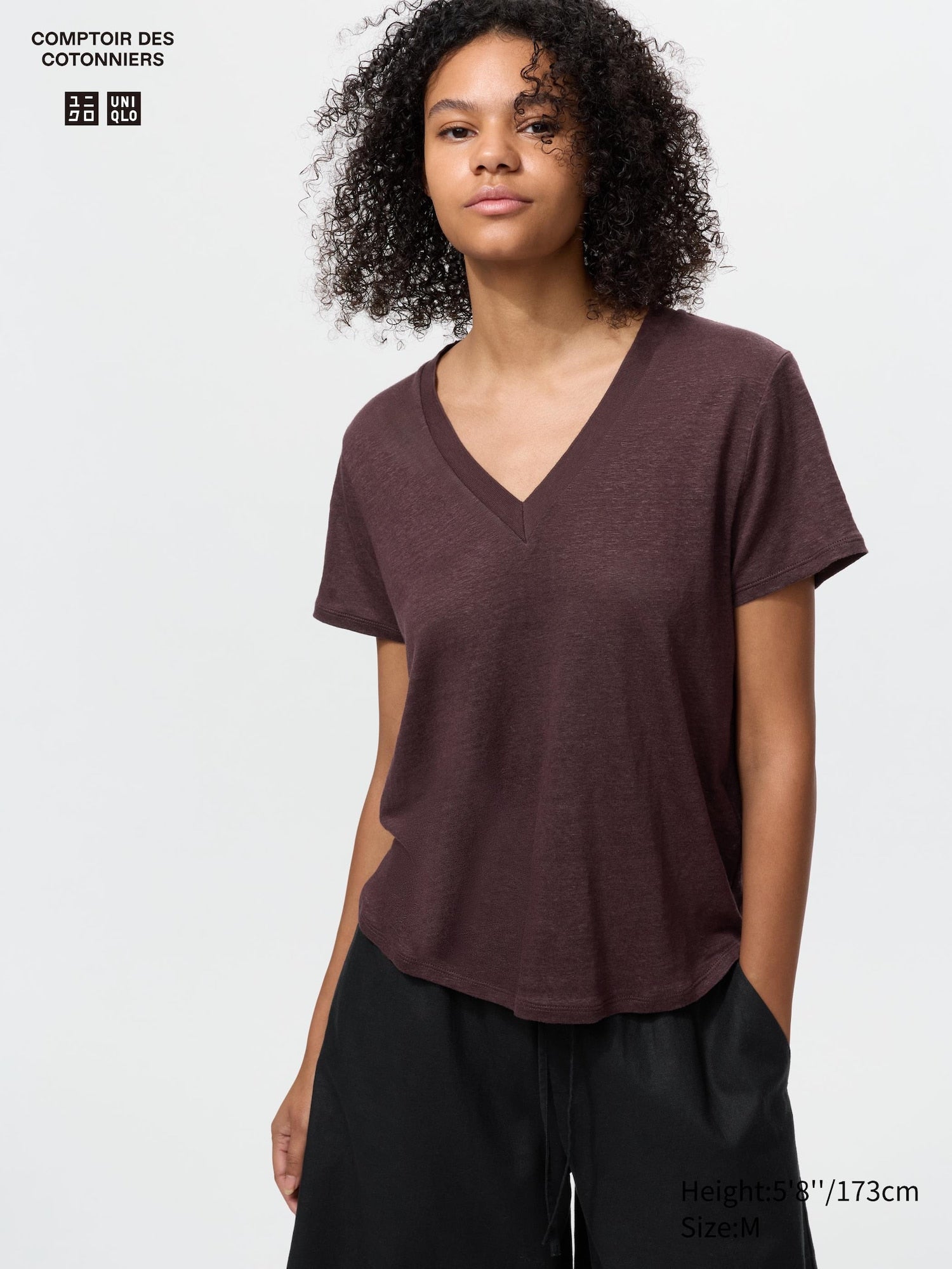 Linen V Neck T - YELLOW