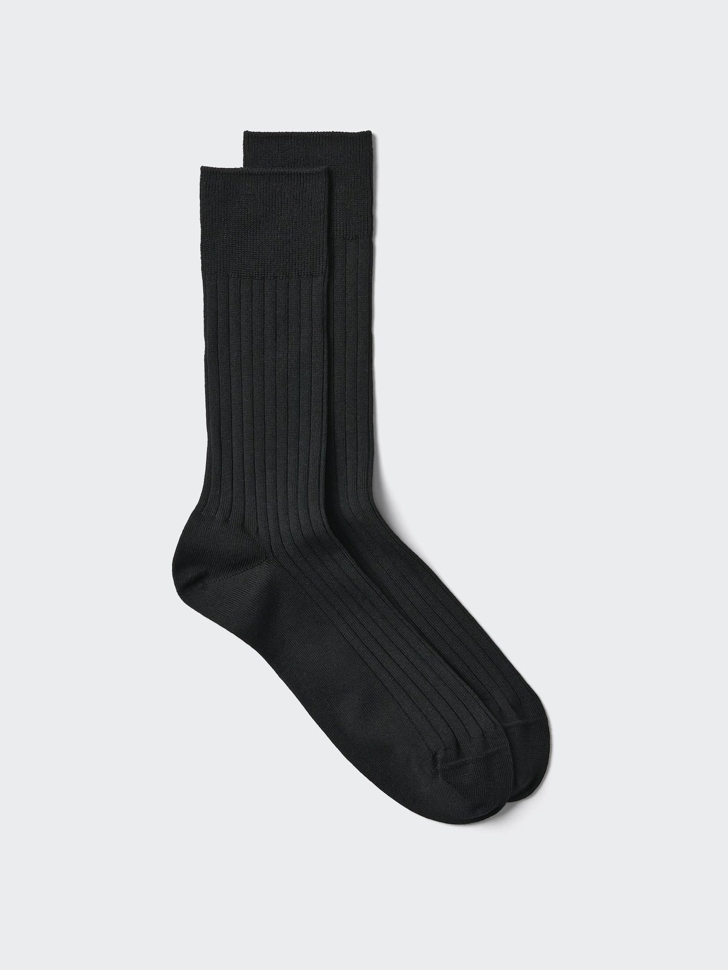 Supima Cotton Wide Ribbed Socks - BLACK