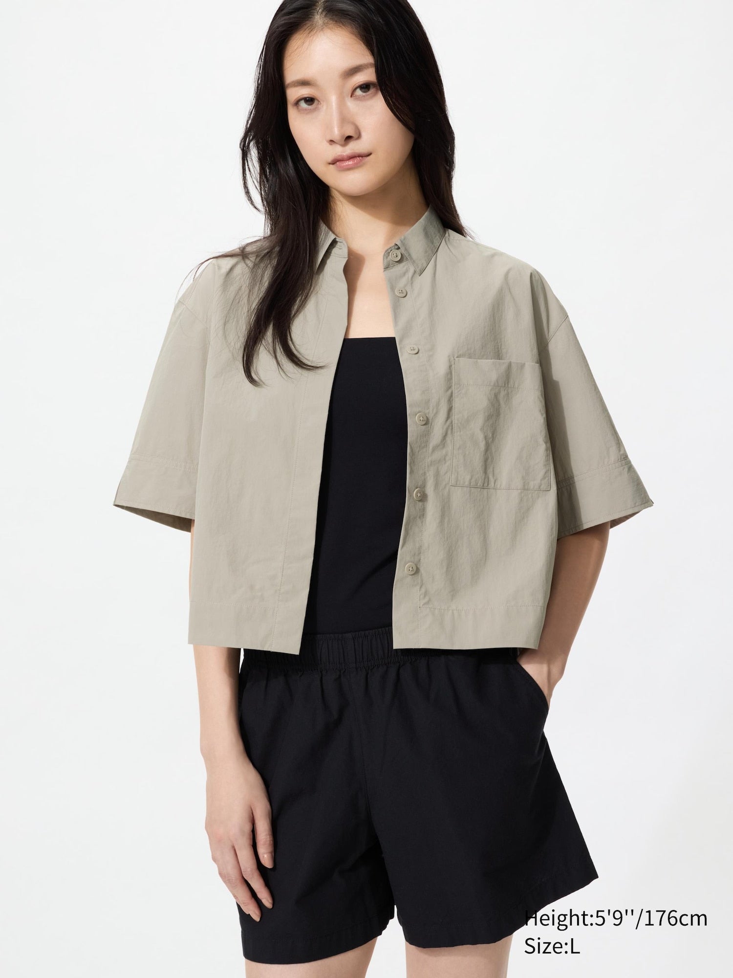 Nylon Boxy Short Shirt Half Sleeve - OFF WHITE