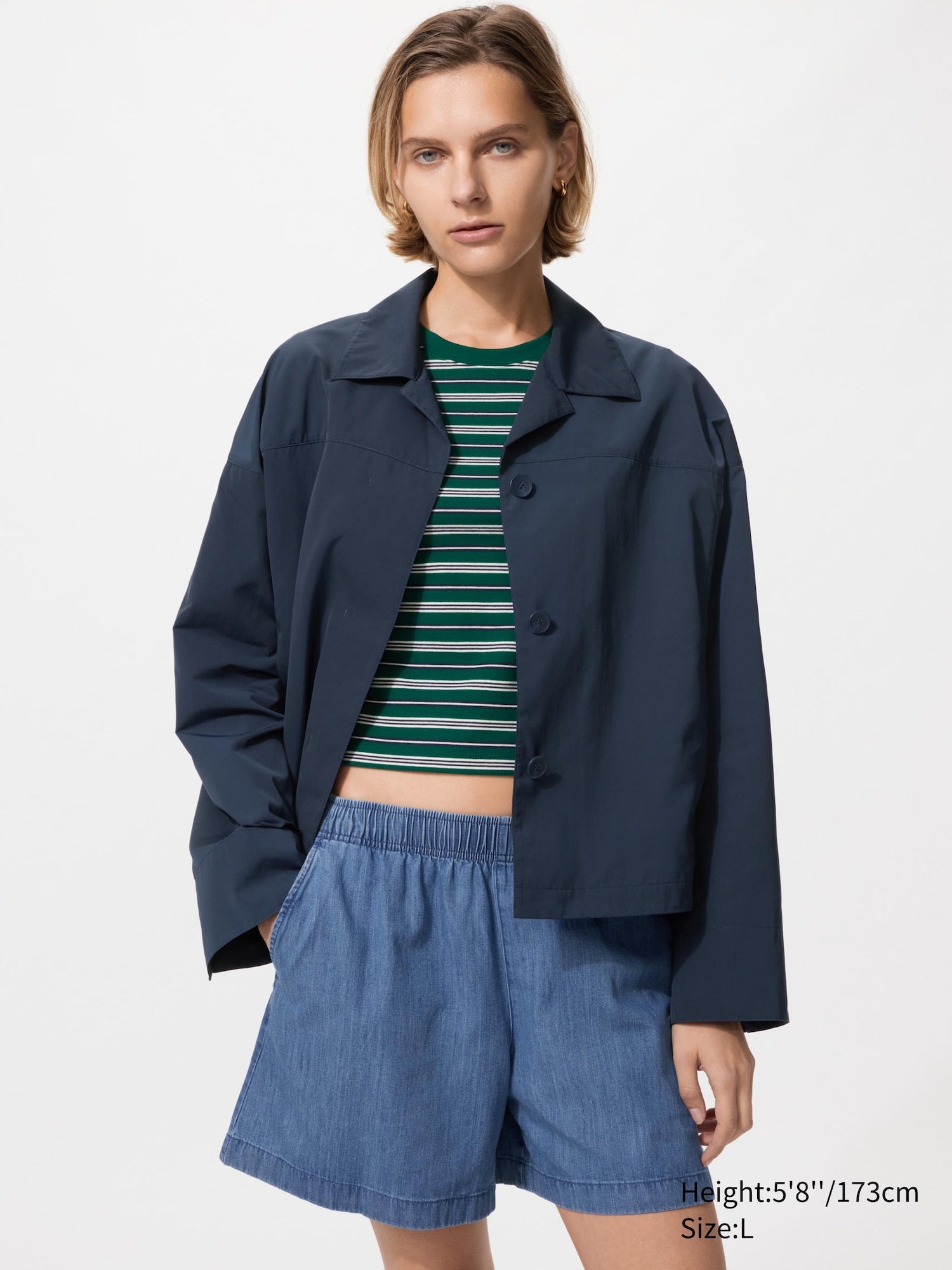 Open Collar Short Jacket - BLACK