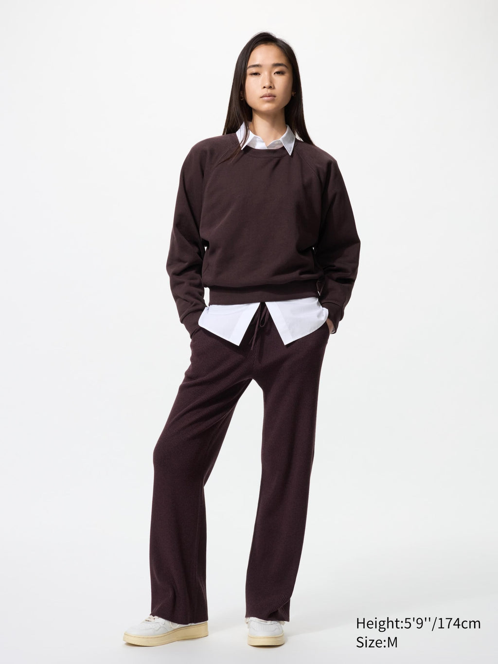 Washable Knit Ribbed Pants (Co-ord) (Longer Length) - BLUE