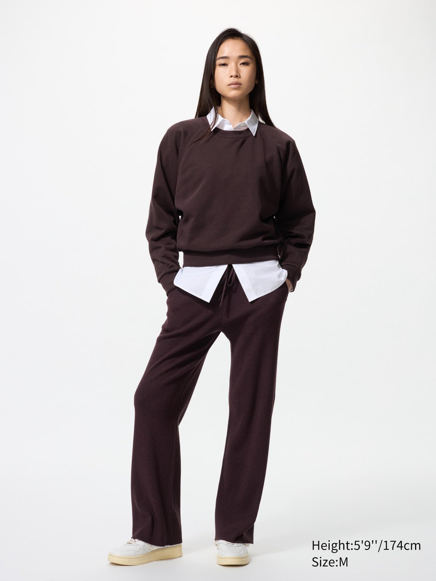 Washable Knit Ribbed Pants (Co-ord) (Longer Length) - BLUE