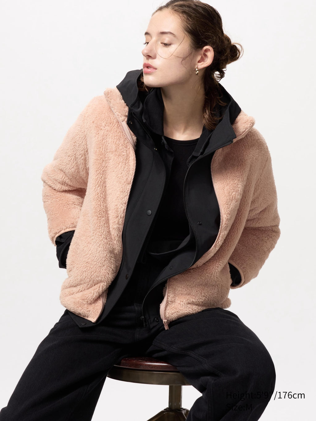 Fluffy Yarn Fleece Full-Zip Long Sleeve Jacket - OFF WHITE