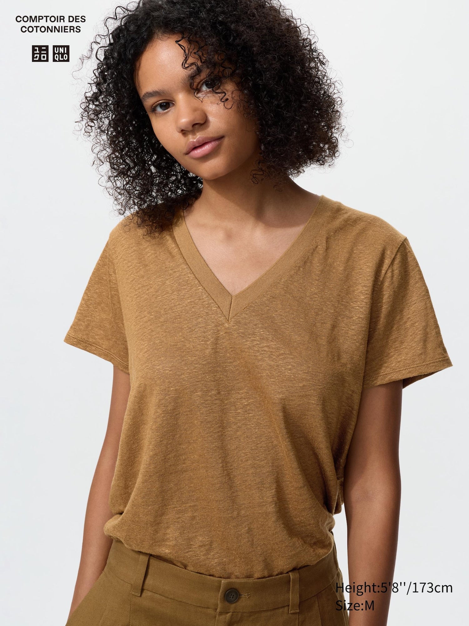Linen V Neck T - YELLOW