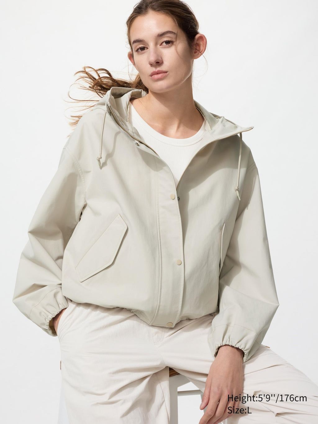 Cotton Blend Short Parka - BLACK