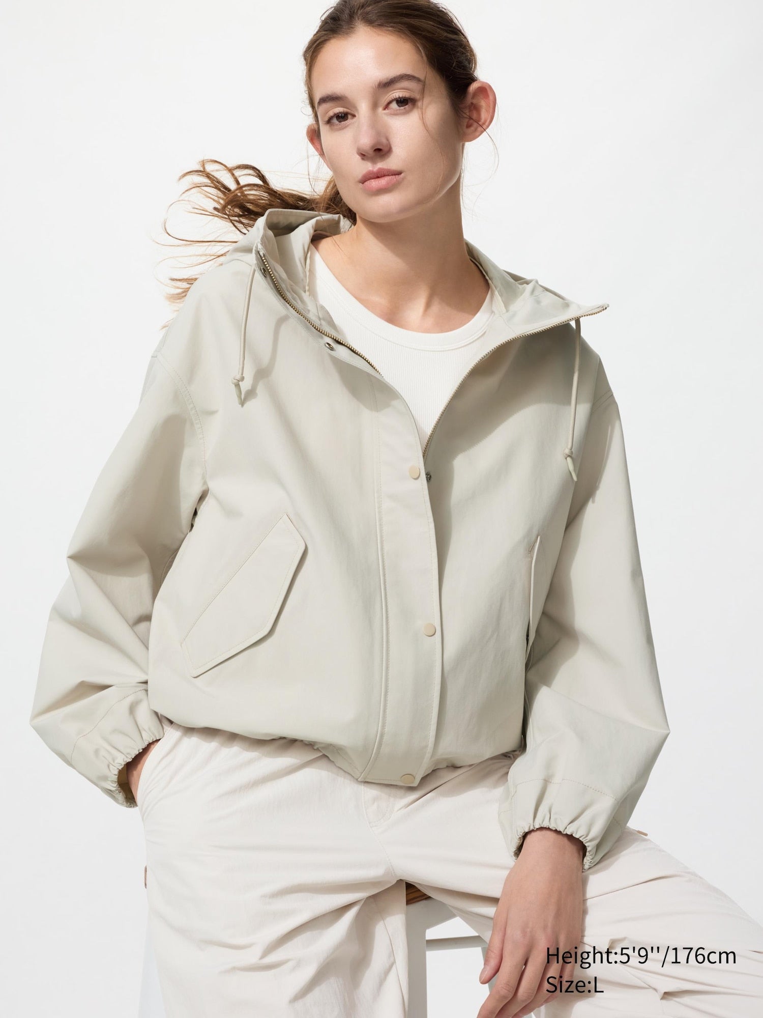 Cotton Blend Short Parka - BLACK
