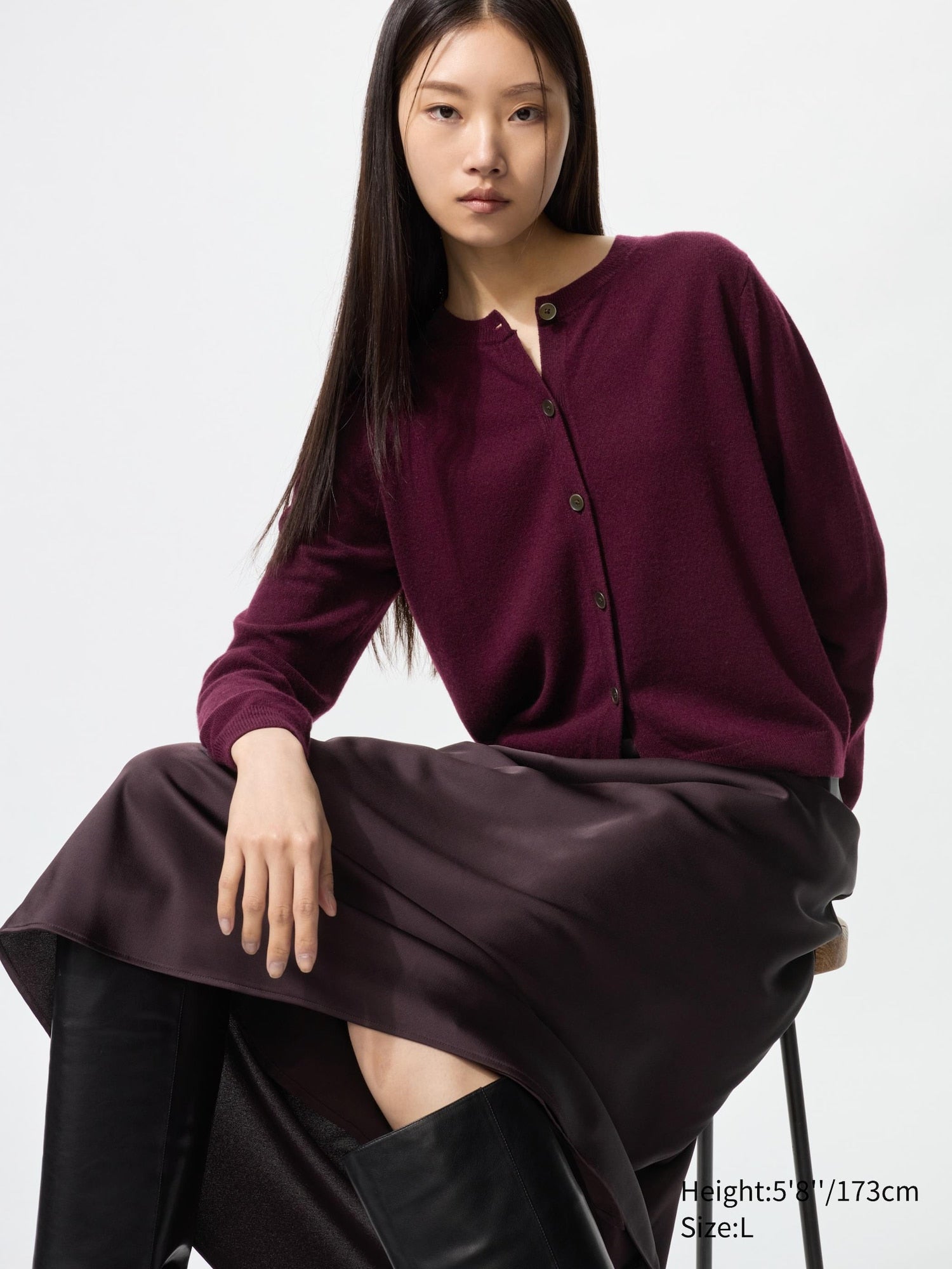 Cashmere Crew Neck Short Cardigan - OFF WHITE