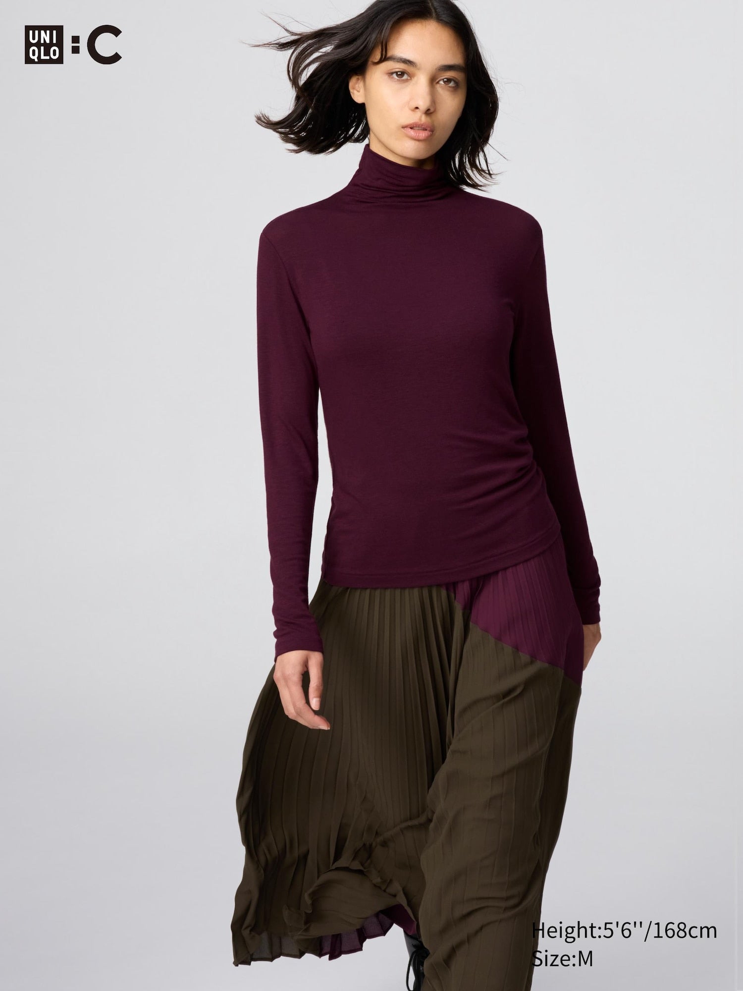 HEATTECH Extra Warm Cashmere Blend Turtleneck Long Sleeve T-Shirt - NATURAL