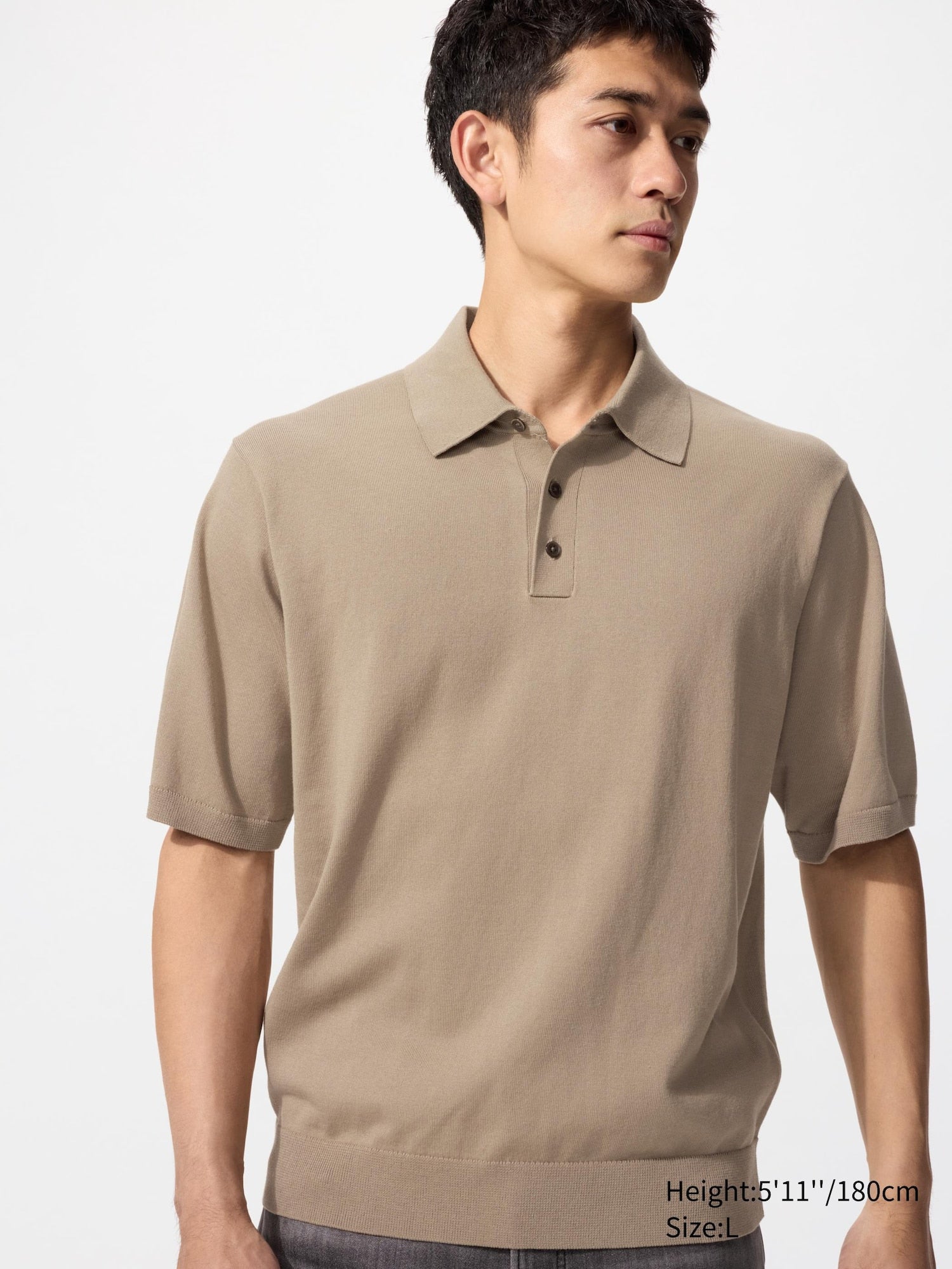 Washable Knitted Polo Sweater Short Sleeve - BLACK