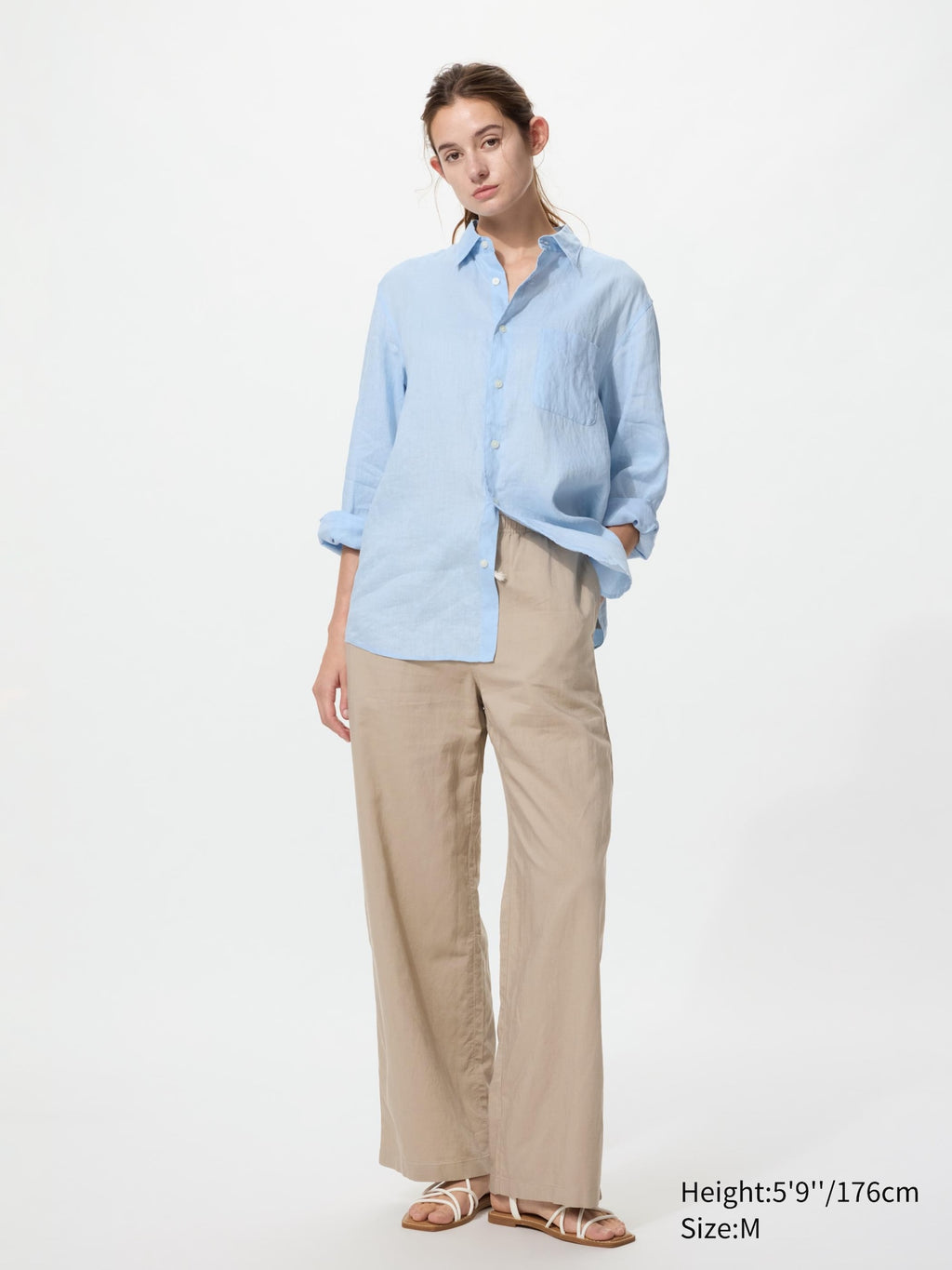 Linen Blend Easy Pants (Longer Length) - PINK