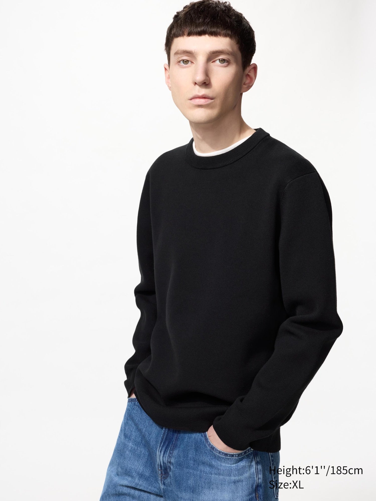 Washable Milano Ribbed Crew Neck Sweater - OFF WHITE