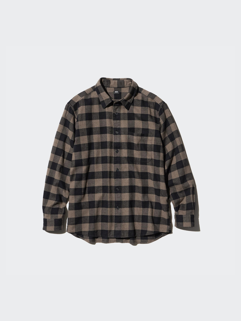 Flannel Regular Collar Long Sleeve Checked Shirt - OFF WHITE