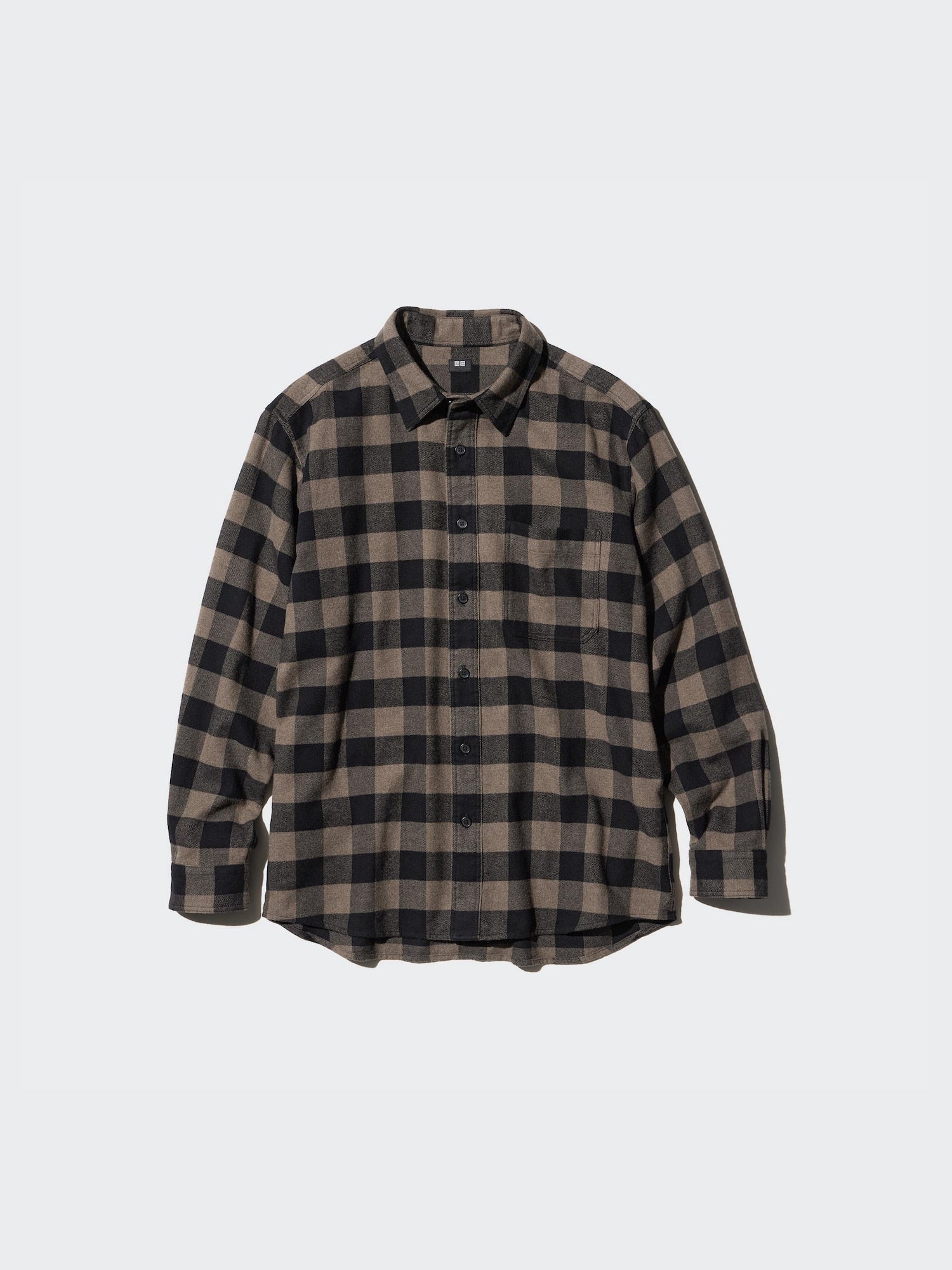 Flannel Regular Collar Long Sleeve Checked Shirt - OFF WHITE