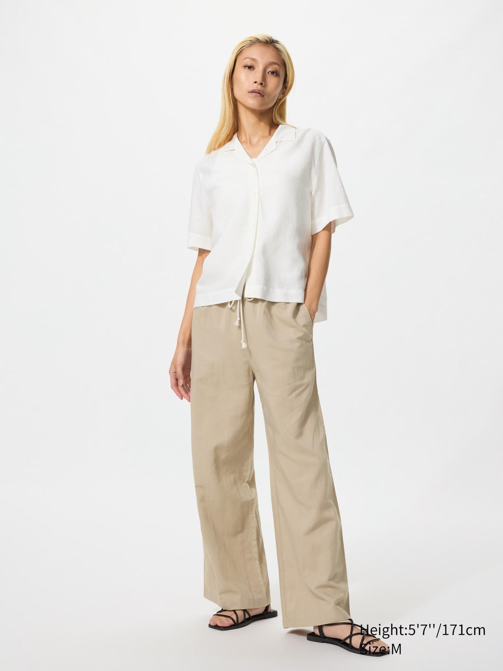 Linen Blend Easy Pants (Regular Length) - BLACK