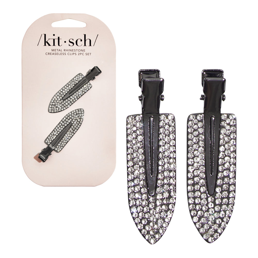 Metal Rhinestone Creaseless Clips 2Pc Set